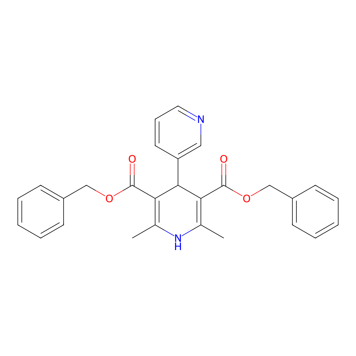 Dibenzyl 2',6'-dimethyl-1',4'-dihydro-3,4'-bipyridine-3',5'-dicarboxylate molecular structure, CAS 501016-81-5