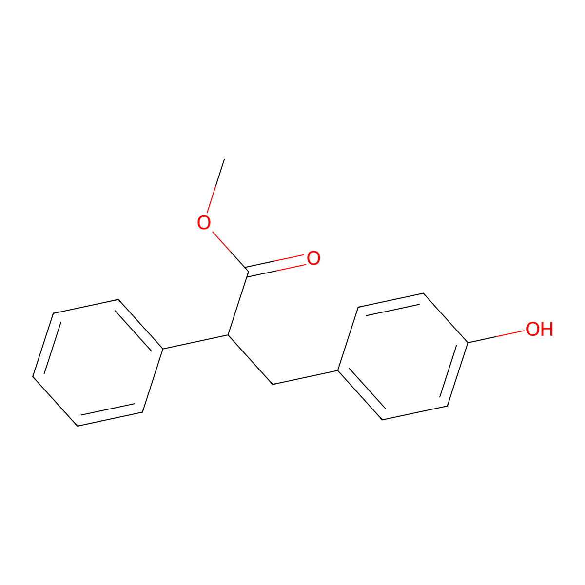 Methyl 3-(4-hydroxyphenyl)-2-phenylpropanoate molecular structure, CAS 501031-62-5