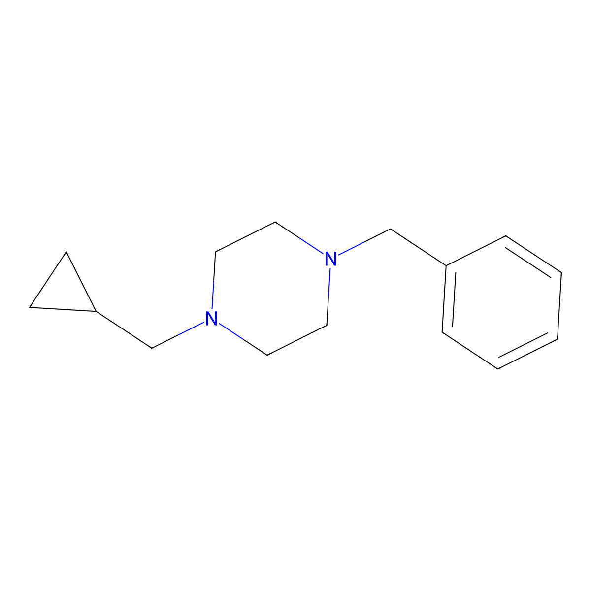1-Benzyl-4-(cyclopropylmethyl)piperazine molecular structure, CAS 501074-96-0