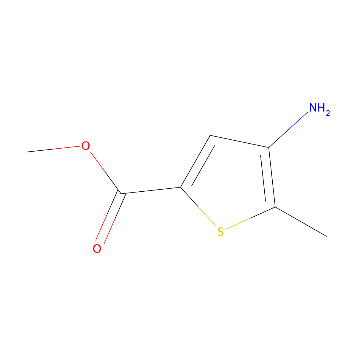 Methyl 4-amino-5-methylthiophene-2-carboxylate molecular structure, CAS 501082-56-0