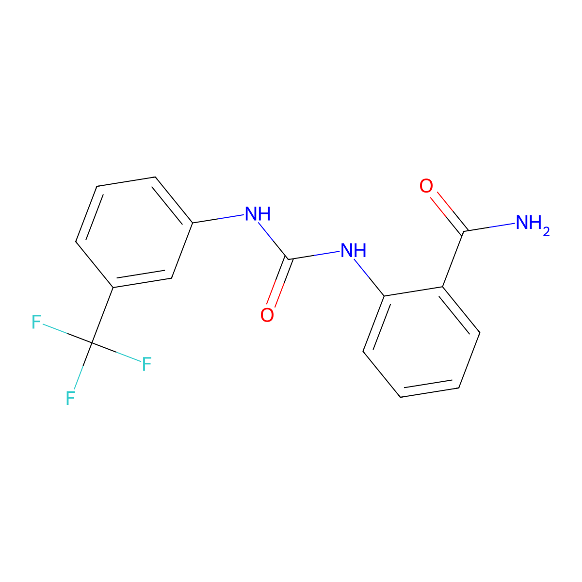 2-[[3-(Trifluoromethyl)phenyl]carbamoylamino]benzamide molecular structure, CAS 501095-70-1