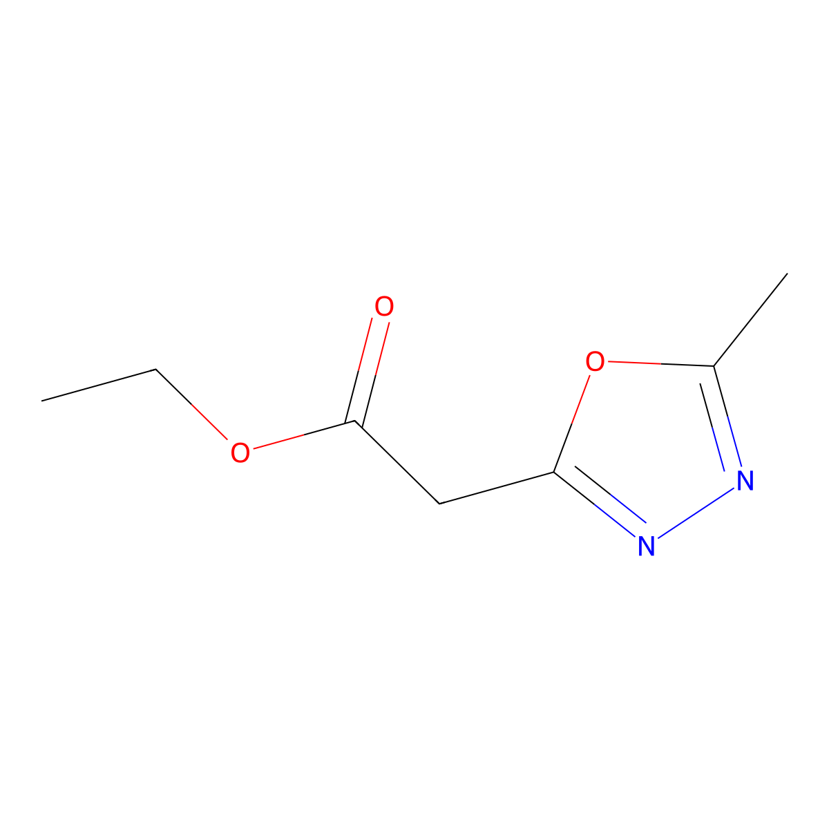 Ethyl 2-(5-methyl-1,3,4-oxadiazol-2-yl)acetate molecular structure, CAS 5011-96-1