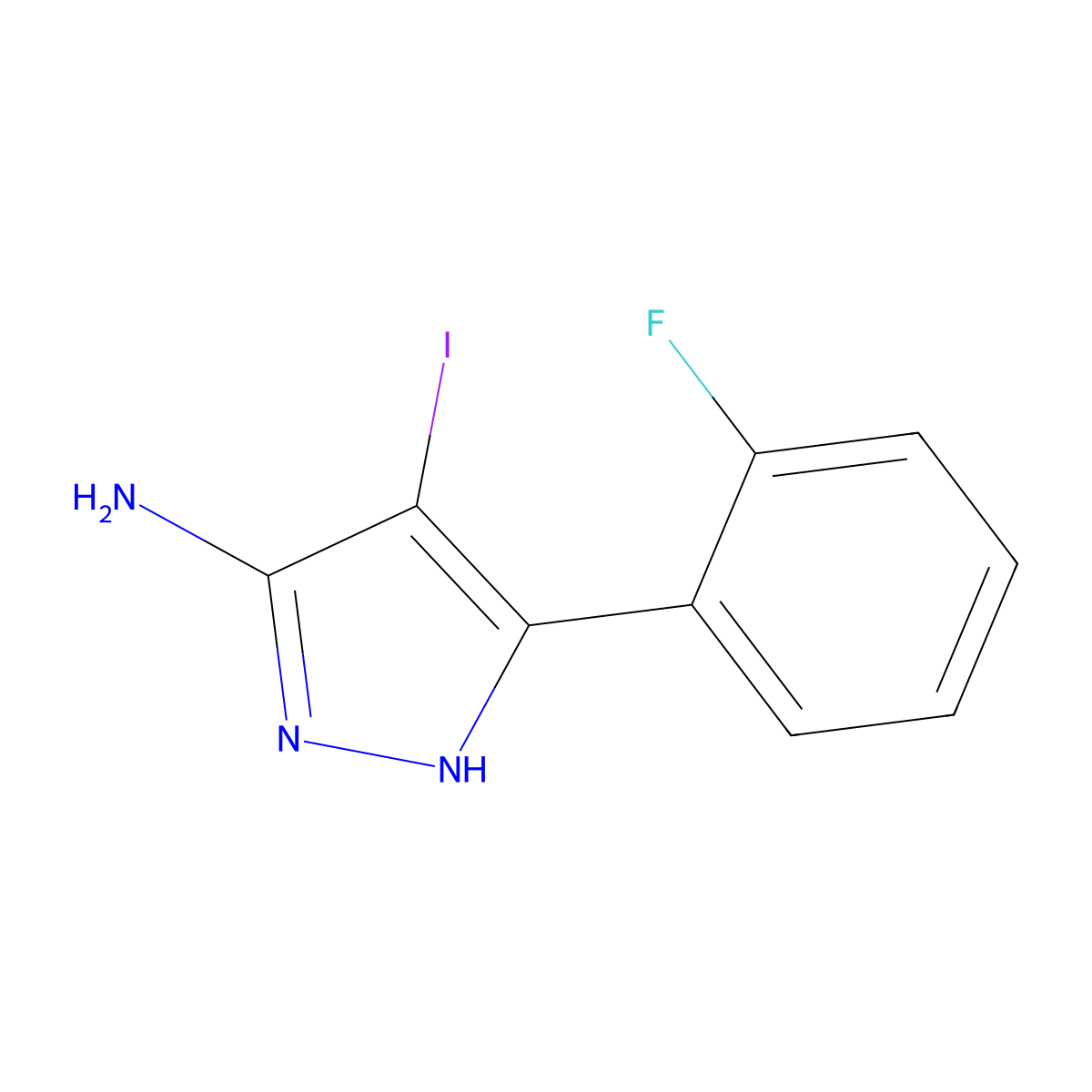 5-(2-fluorophenyl)-4-iodo-1H-pyrazol-3-amine molecular structure, CAS 501100-26-1
