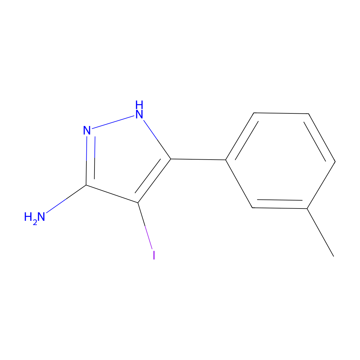 4-Iodo-5-(m-tolyl)-1H-pyrazol-3-amine molecular structure, CAS 501100-29-4