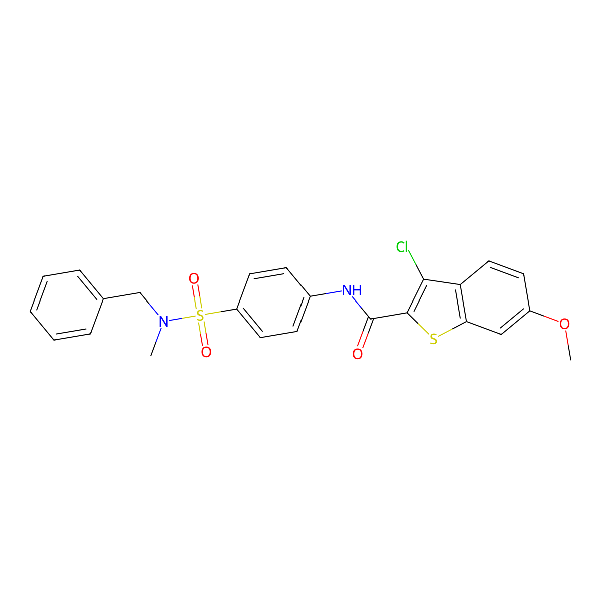 N-(4-{[benzyl(methyl)amino]sulfonyl}phenyl)-3-chloro-6-methoxy-1-benzothiophene-2-carboxamide molecular structure, CAS 501104-01-4