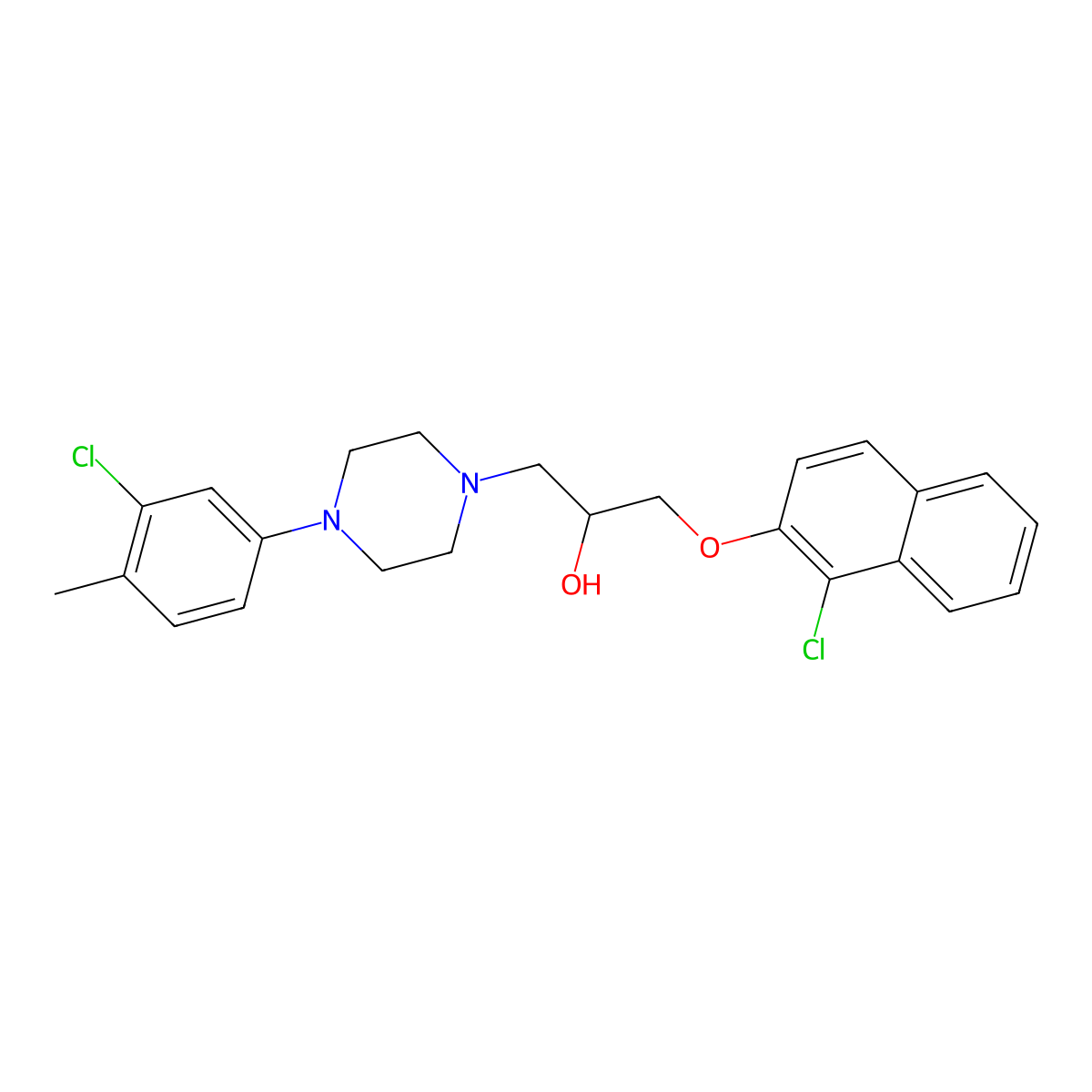 1-[4-(3-Chloro-4-methylphenyl)piperazin-1-yl]-3-[(1-chloronaphthalen-2-yl)oxy]propan-2-ol molecular structure, CAS 501104-11-6