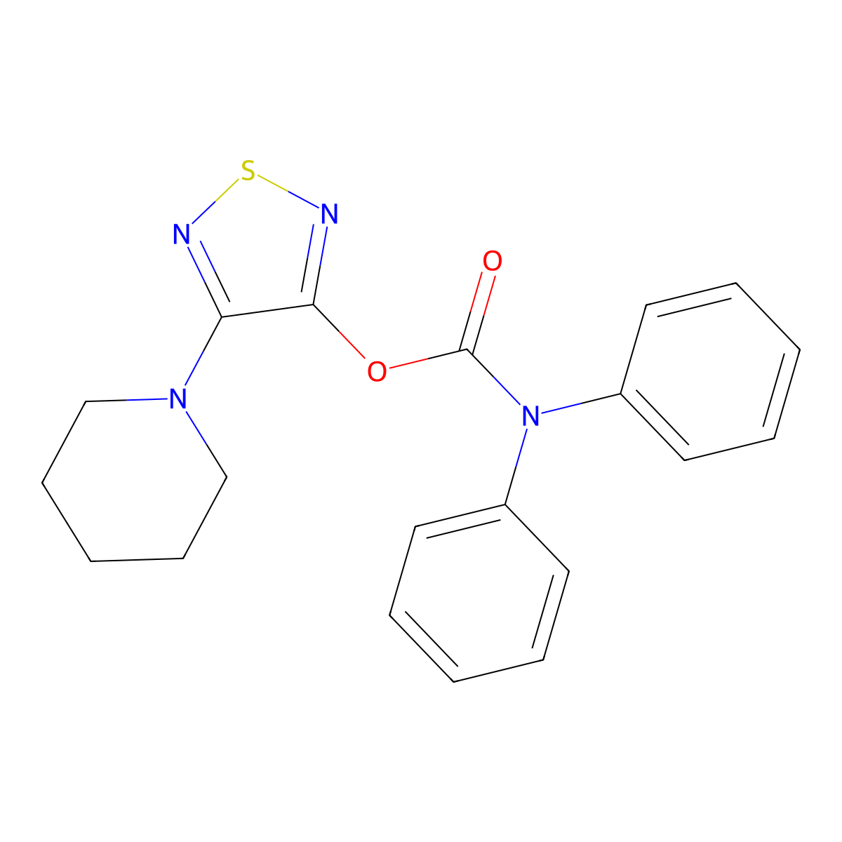 4-(Piperidin-1-yl)-1,2,5-thiadiazol-3-yl diphenylcarbamate molecular structure, CAS 501104-15-0
