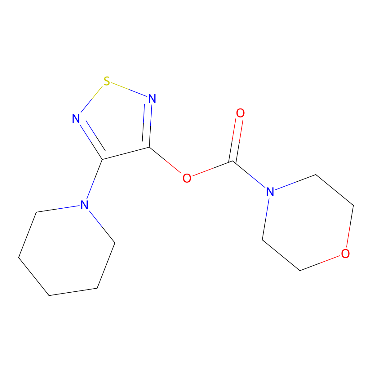 4-(Piperidin-1-yl)-1,2,5-thiadiazol-3-yl morpholine-4-carboxylate molecular structure, CAS 501104-16-1