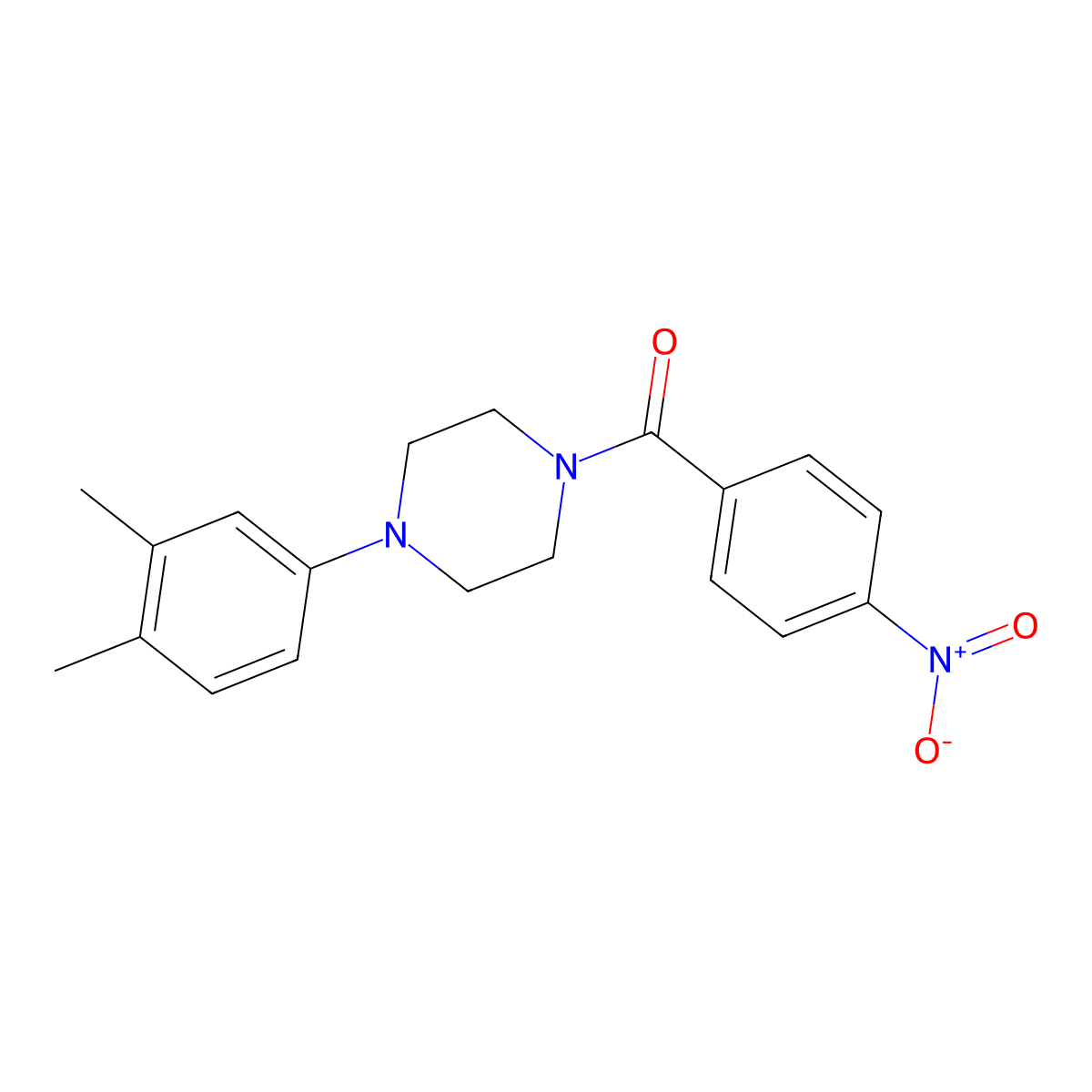 4-(3,4-Dimethylphenyl)piperazinyl 4-nitrophenyl ketone molecular structure, CAS 501104-21-8