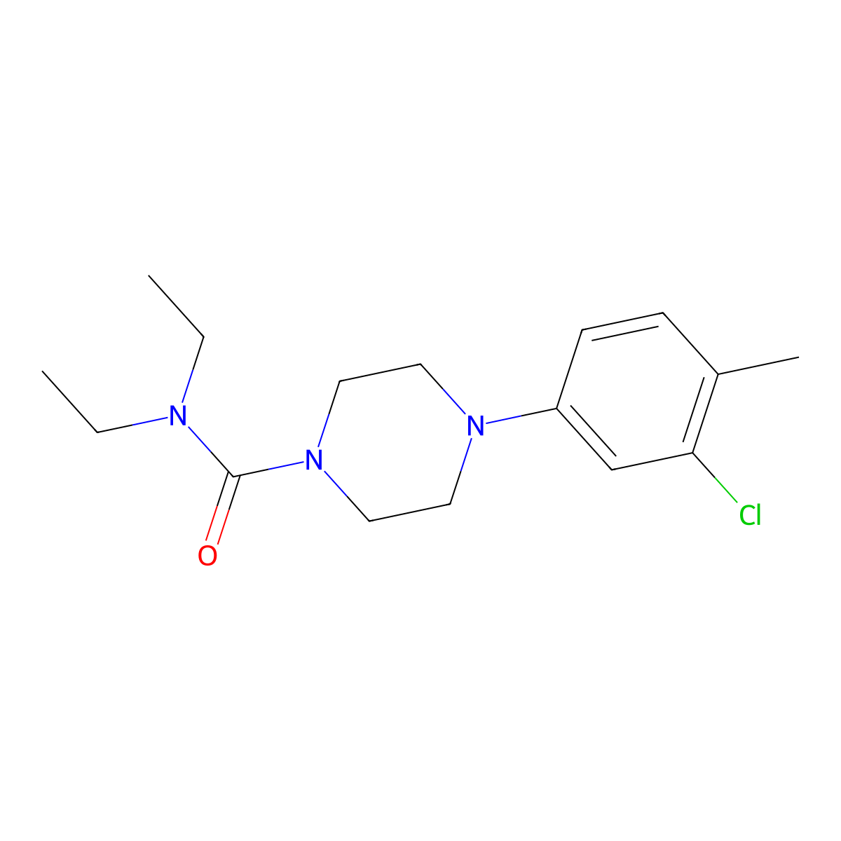 4-(3-chloro-4-methylphenyl)-N,N-diethylpiperazine-1-carboxamide molecular structure, CAS 501104-29-6
