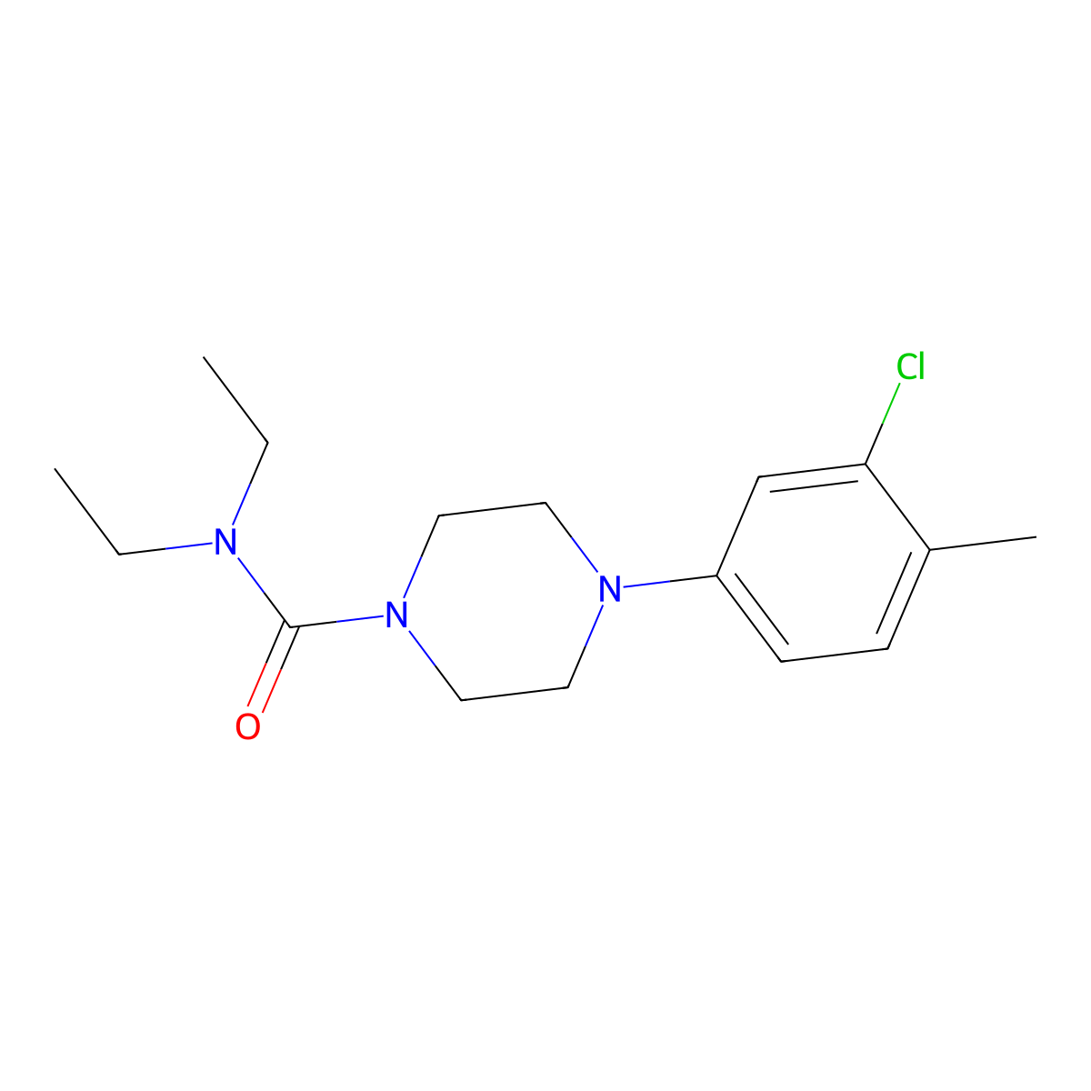 4-(3-chloro-4-methylphenyl)-N,N-diethylpiperazine-1-carboxamide molecular structure, CAS 501104-29-6