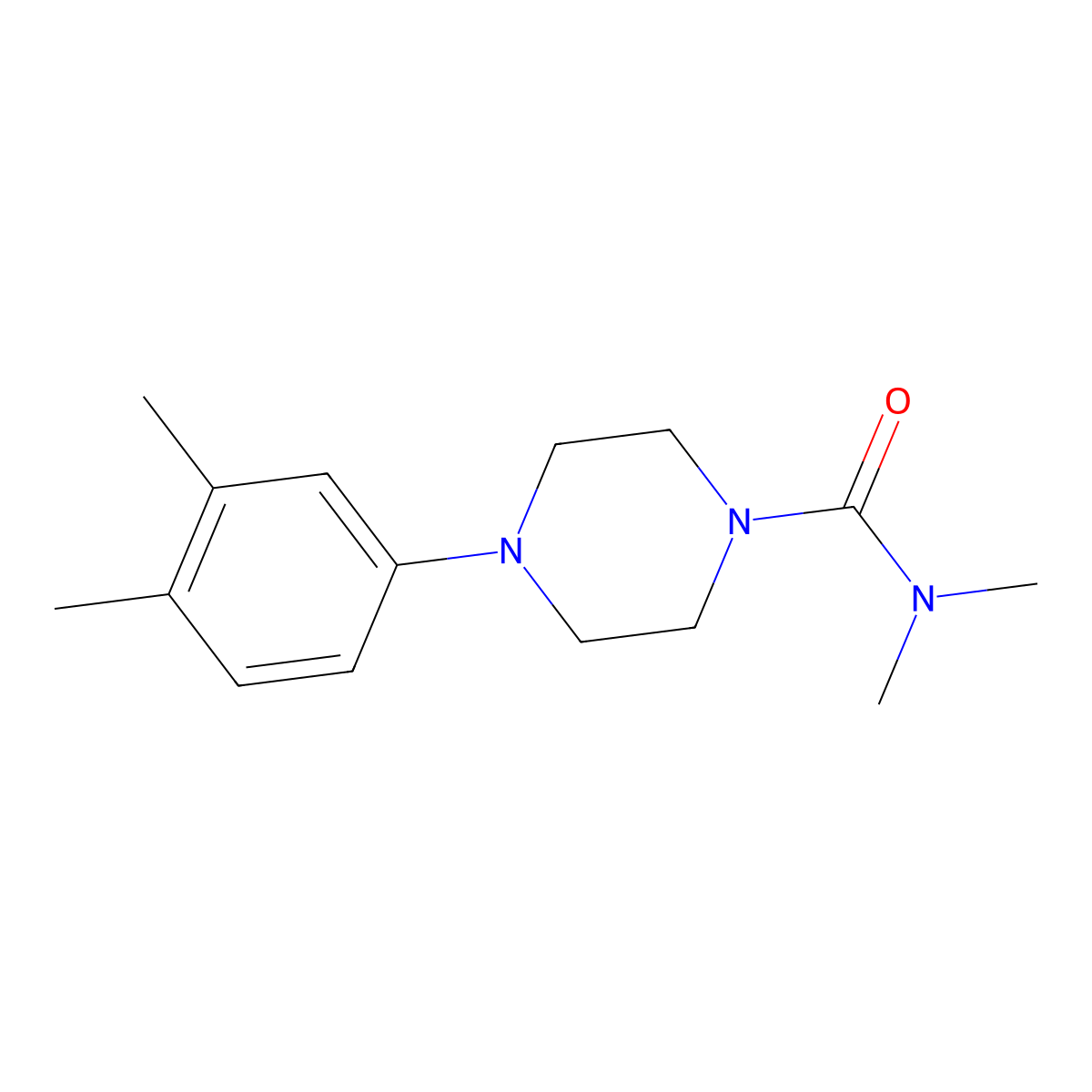 4-(3,4-dimethylphenyl)-N,N-dimethylpiperazine-1-carboxamide molecular structure, CAS 501104-36-5
