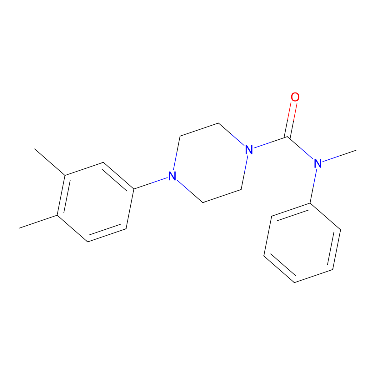 4-(3,4-dimethylphenyl)-N-methyl-N-phenylpiperazine-1-carboxamide molecular structure, CAS 501104-37-6