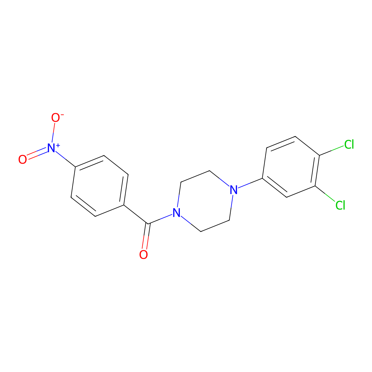 1-(3,4-Dichlorophenyl)-4-(4-nitrobenzoyl)piperazine molecular structure, CAS 501104-47-8