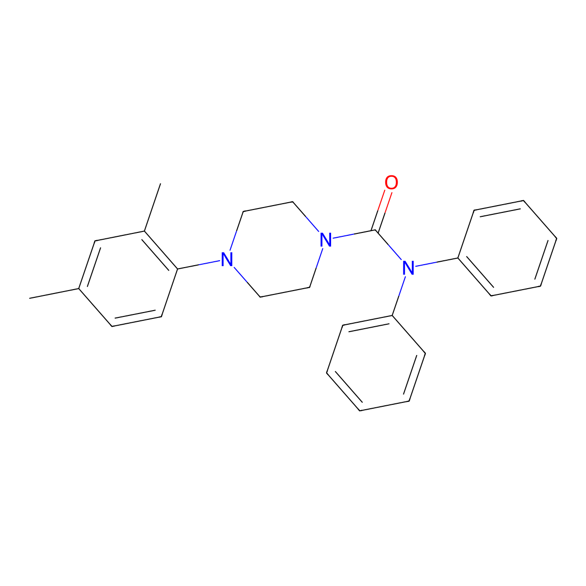 4-(2,4-dimethylphenyl)-N,N-diphenylpiperazine-1-carboxamide molecular structure, CAS 501104-53-6
