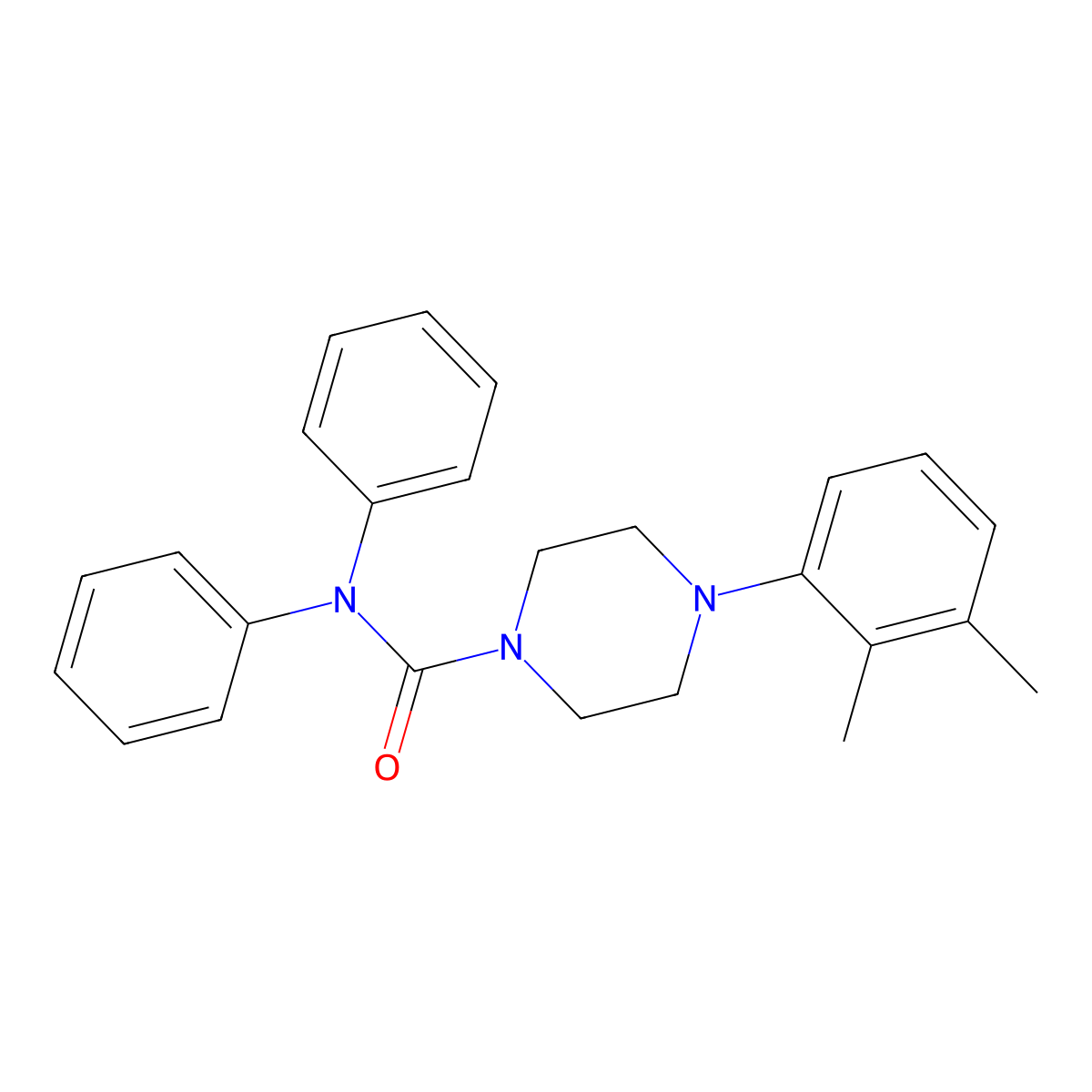 4-(2,3-dimethylphenyl)-N,N-diphenylpiperazine-1-carboxamide molecular structure, CAS 501104-56-9