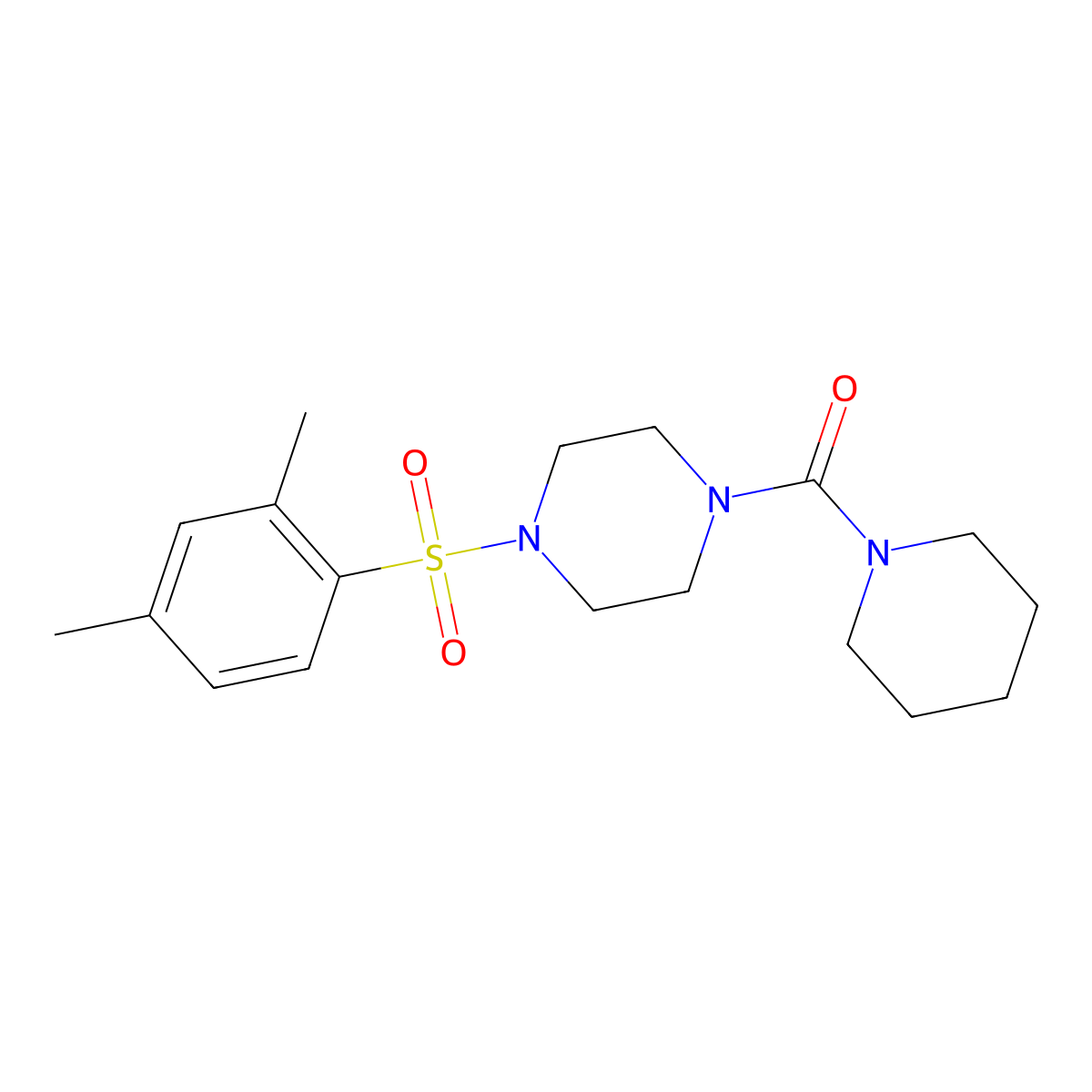 [4-(2,4-Dimethyl-benzenesulfonyl)-piperazin-1-yl]-piperidin-1-yl-methanone molecular structure, CAS 501104-62-7