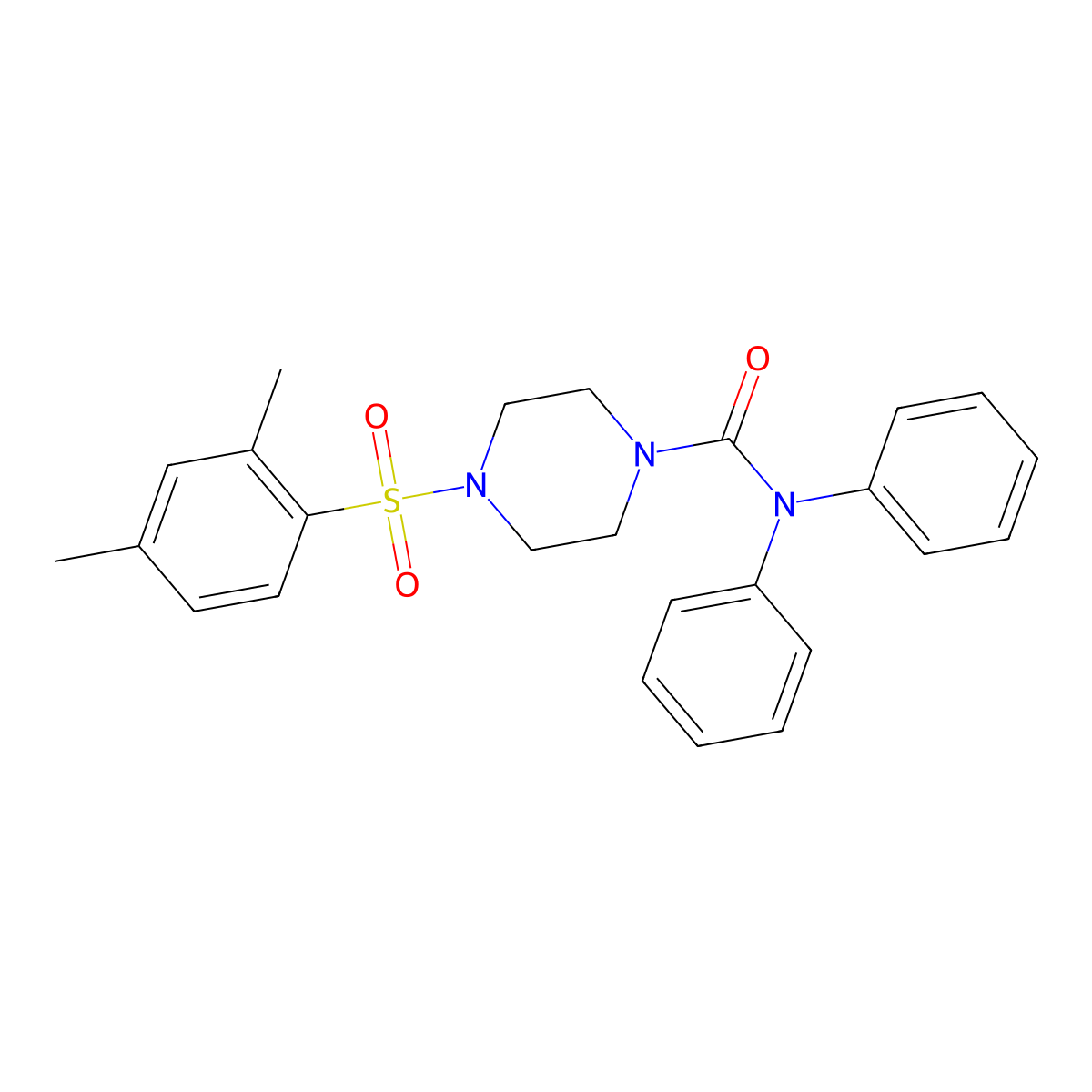 4-((2,4-dimethylphenyl)sulfonyl)-N,N-diphenylpiperazine-1-carboxamide molecular structure, CAS 501104-63-8