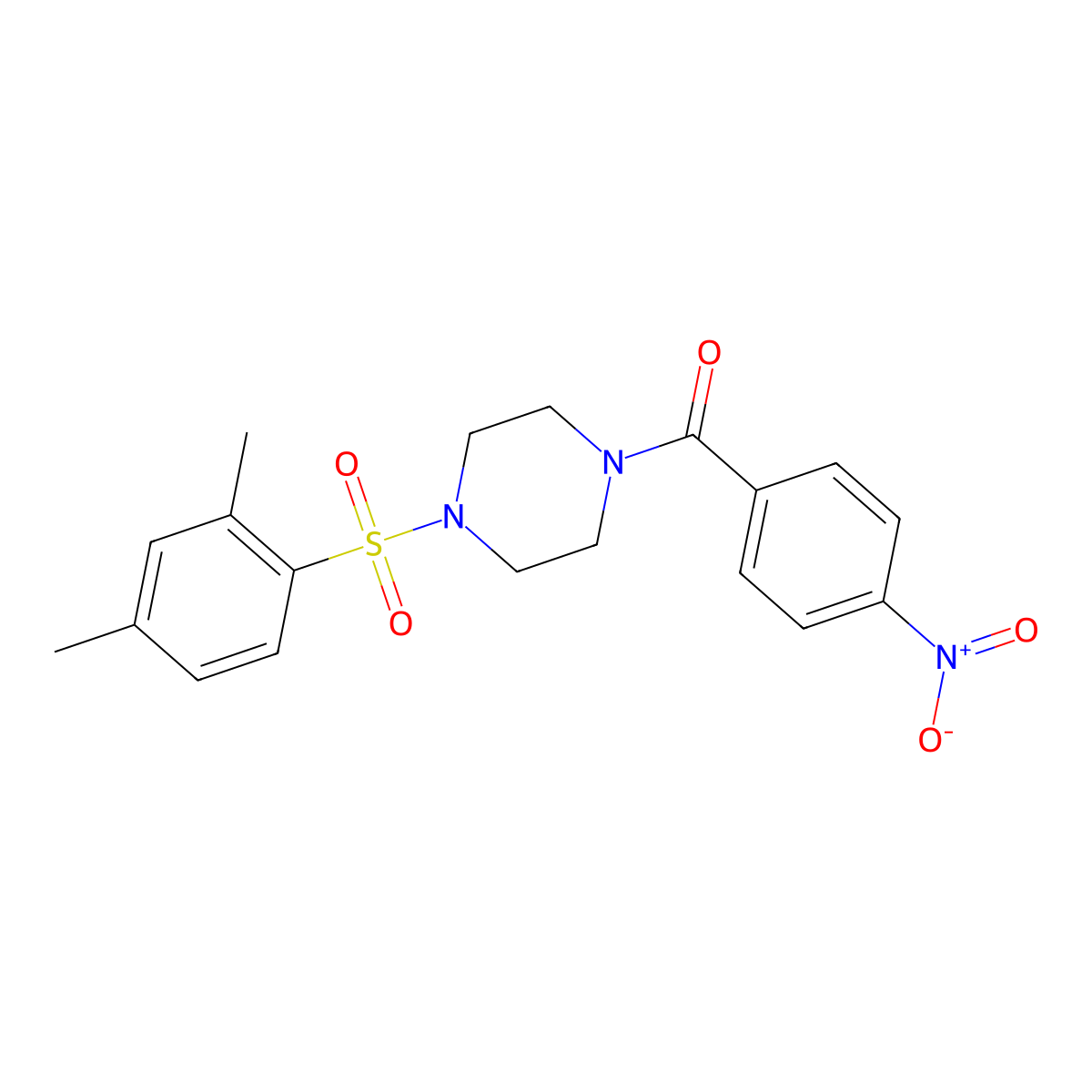 1-(2,4-Dimethylbenzenesulfonyl)-4-(4-nitrobenzoyl)piperazine molecular structure, CAS 501104-64-9