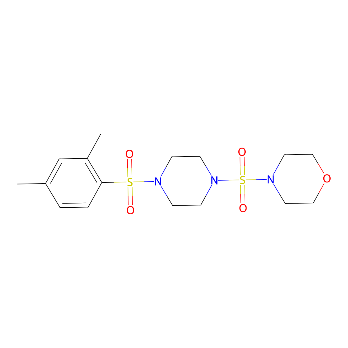 4-[4-(2,4-Dimethylphenyl)sulfonylpiperazin-1-yl]sulfonylmorpholine molecular structure, CAS 501104-67-2