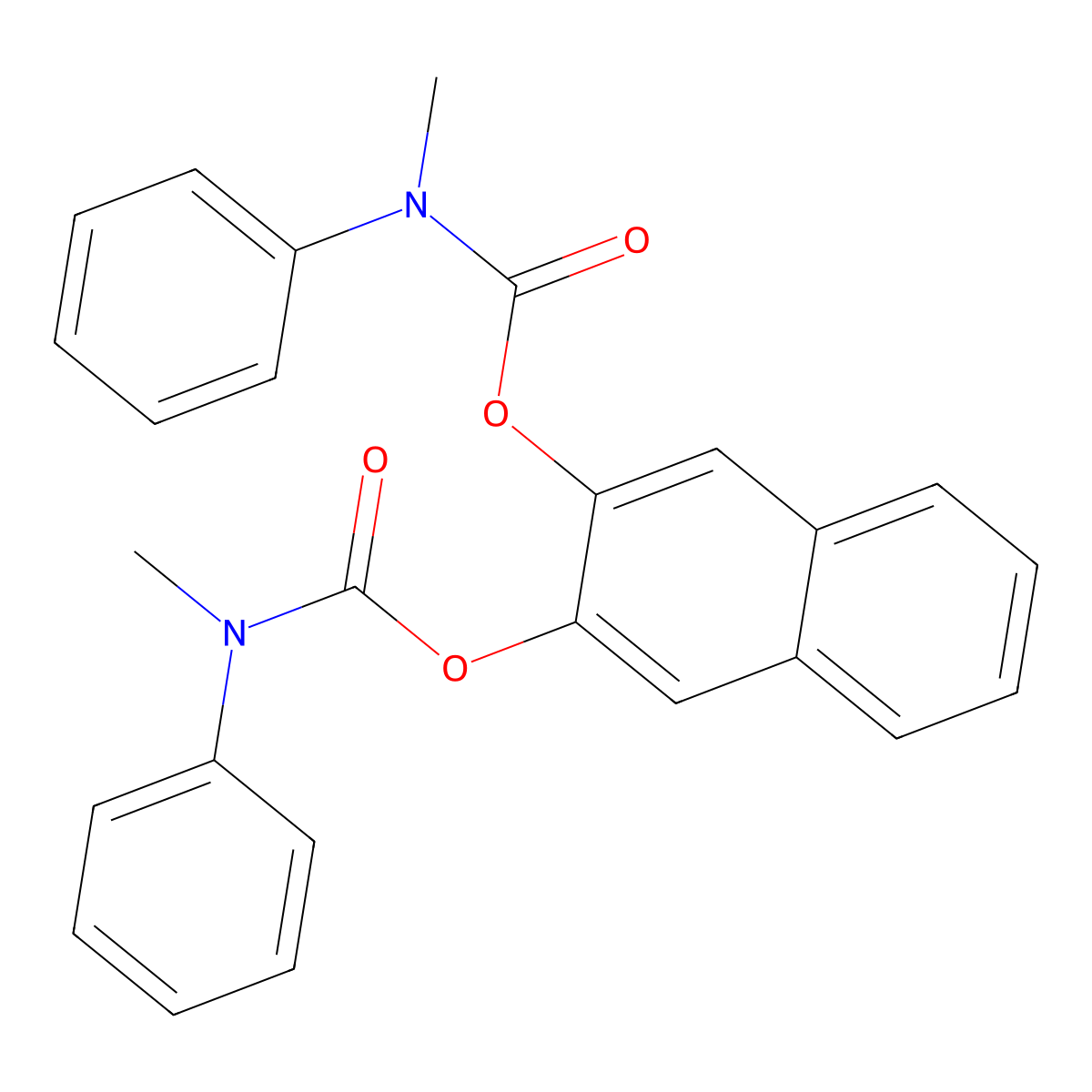 Naphthalene-2,3-diyl bis[methyl(phenyl)carbamate] molecular structure, CAS 501104-89-8