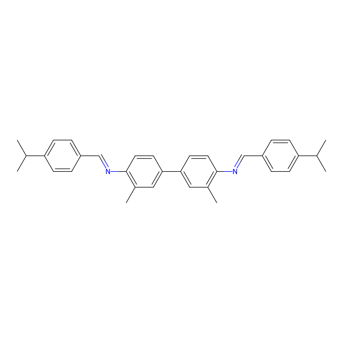 3,3'-dimethyl-N,N'-bis{(E)-[4-(propan-2-yl)phenyl]methylidene}biphenyl-4,4'-diamine molecular structure, CAS 501105-53-9
