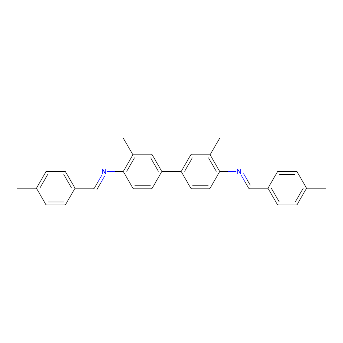3,3'-dimethyl-N,N'-bis[(E)-(4-methylphenyl)methylidene]biphenyl-4,4'-diamine molecular structure, CAS 501105-69-7