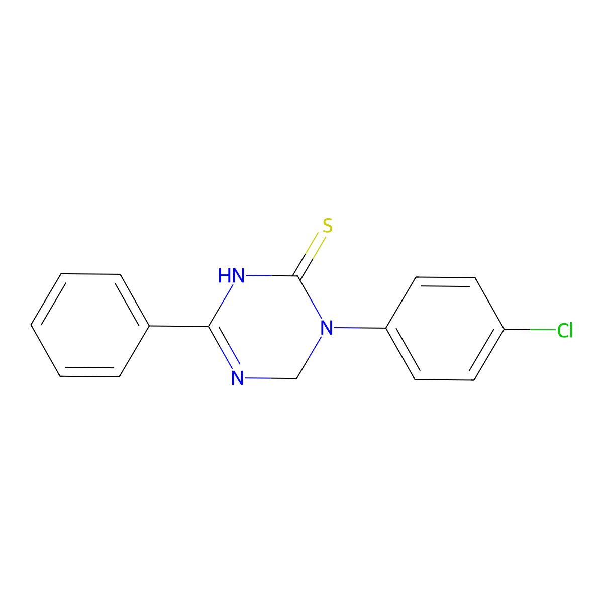 3-(4-Chlorophenyl)-6-phenyl-1,4-dihydro-1,3,5-triazine-2-thione molecular structure, CAS 501106-00-9
