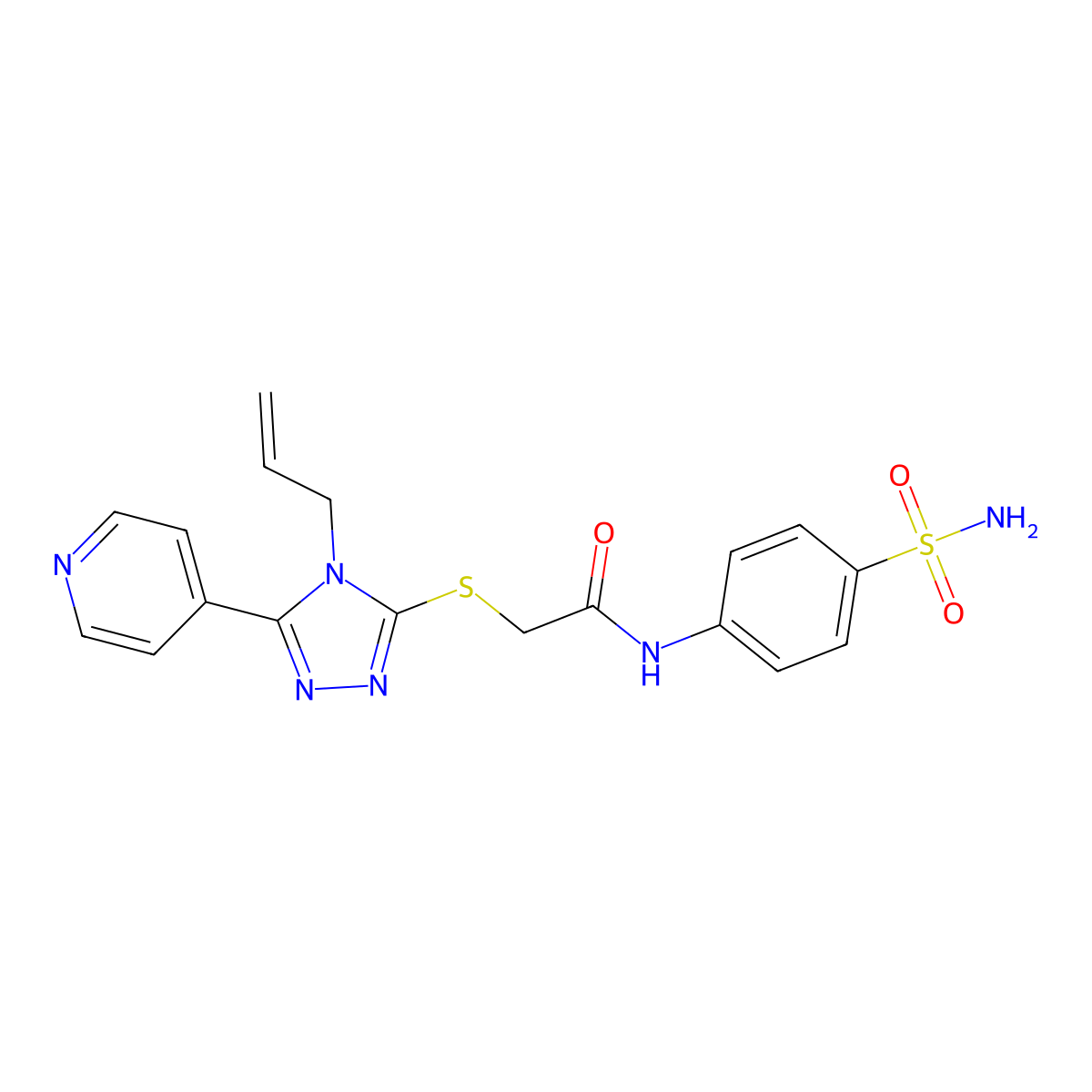 2-{[4-allyl-5-(4-pyridinyl)-4H-1,2,4-triazol-3-yl]sulfanyl}-N-[4-(aminosulfonyl)phenyl]acetamide molecular structure, CAS 501106-03-2