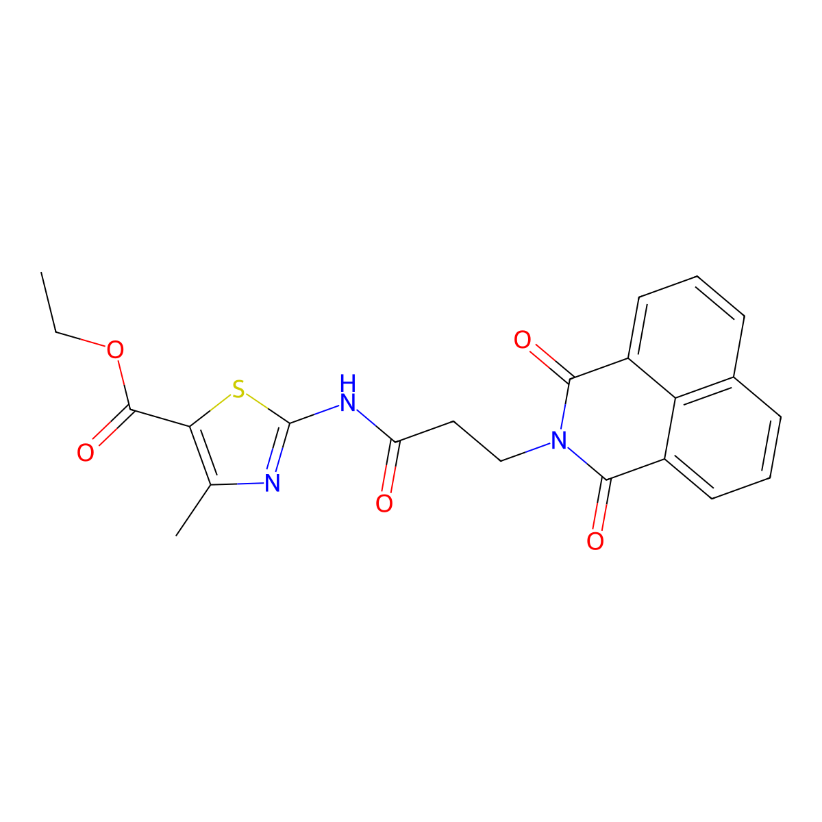 ethyl 2-{[3-(1,3-dioxo-1H-benzo[de]isoquinolin-2(3H)-yl)propanoyl]amino}-4-methyl-1,3-thiazole-5-carboxylate molecular structure, CAS 501106-06-5