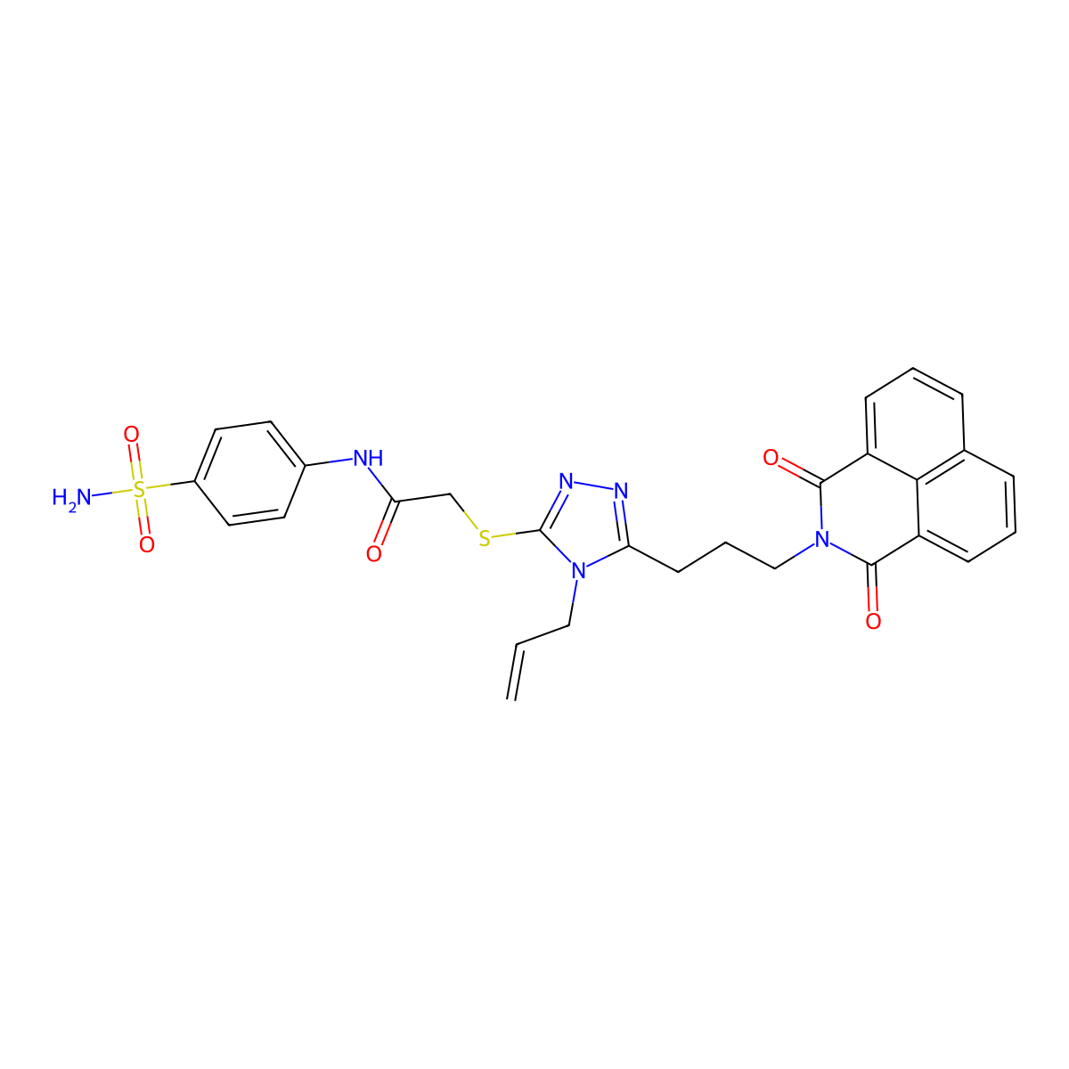 2-({4-allyl-5-[3-(1,3-dioxo-1H-benzo[de]isoquinolin-2(3H)-yl)propyl]-4H-1,2,4-triazol-3-yl}sulfanyl)-N-[4-(aminosulfonyl)phenyl]acetamide molecular structure, CAS 501106-07-6