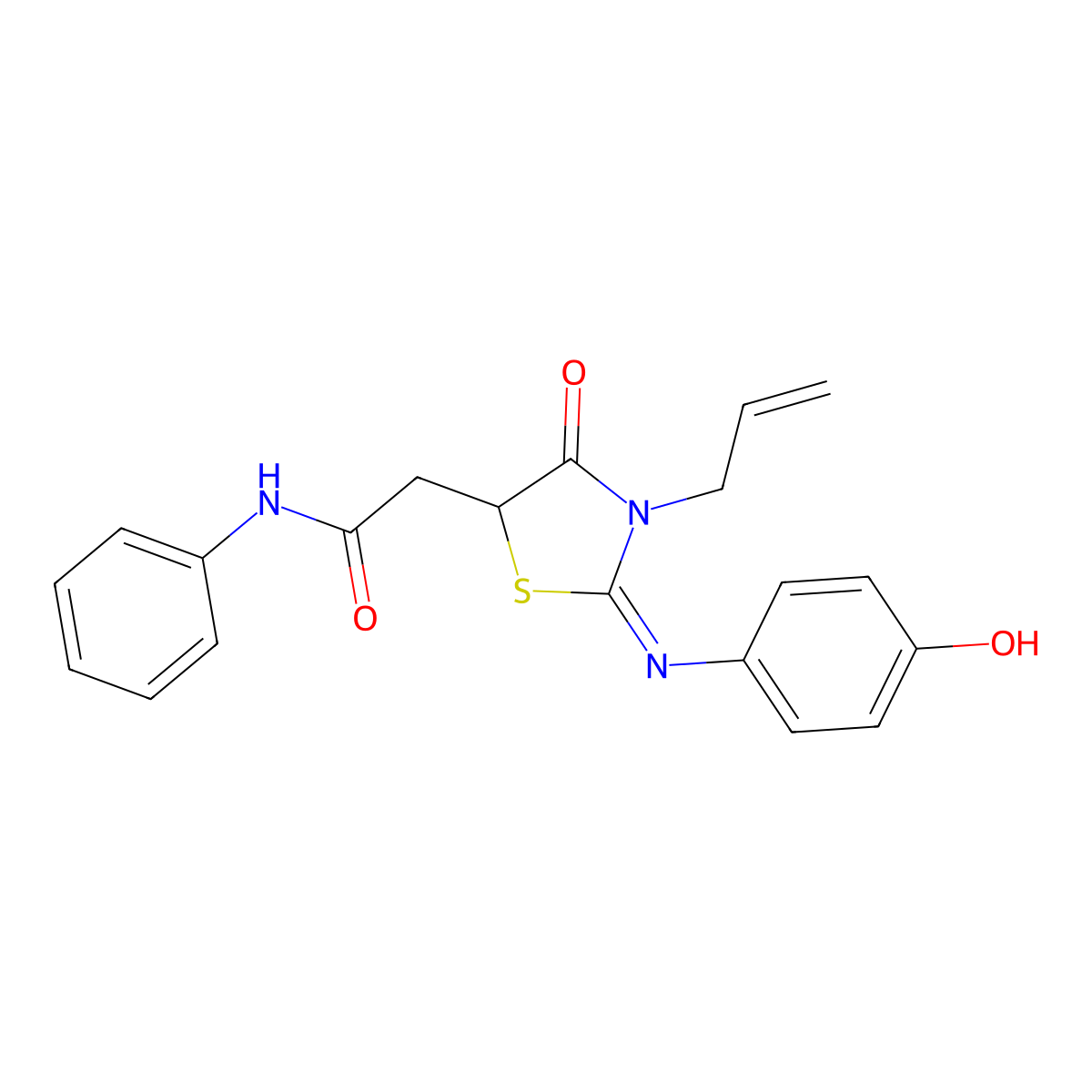 (E)-2-(3-allyl-2-((4-hydroxyphenyl)imino)-4-oxothiazolidin-5-yl)-N-phenylacetamide molecular structure, CAS 501107-94-4