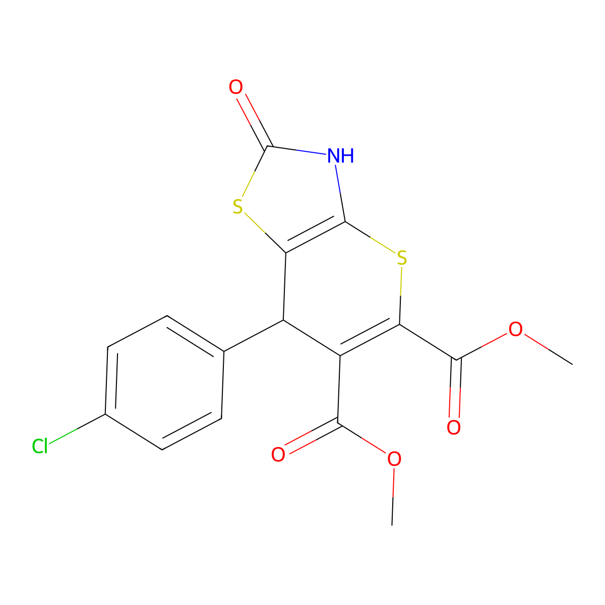 dimethyl 7-(4-chlorophenyl)-2-oxo-3,7-dihydro-2H-thiopyrano[2,3-d][1,3]thiazole-5,6-dicarboxylate molecular structure, CAS 501108-03-8