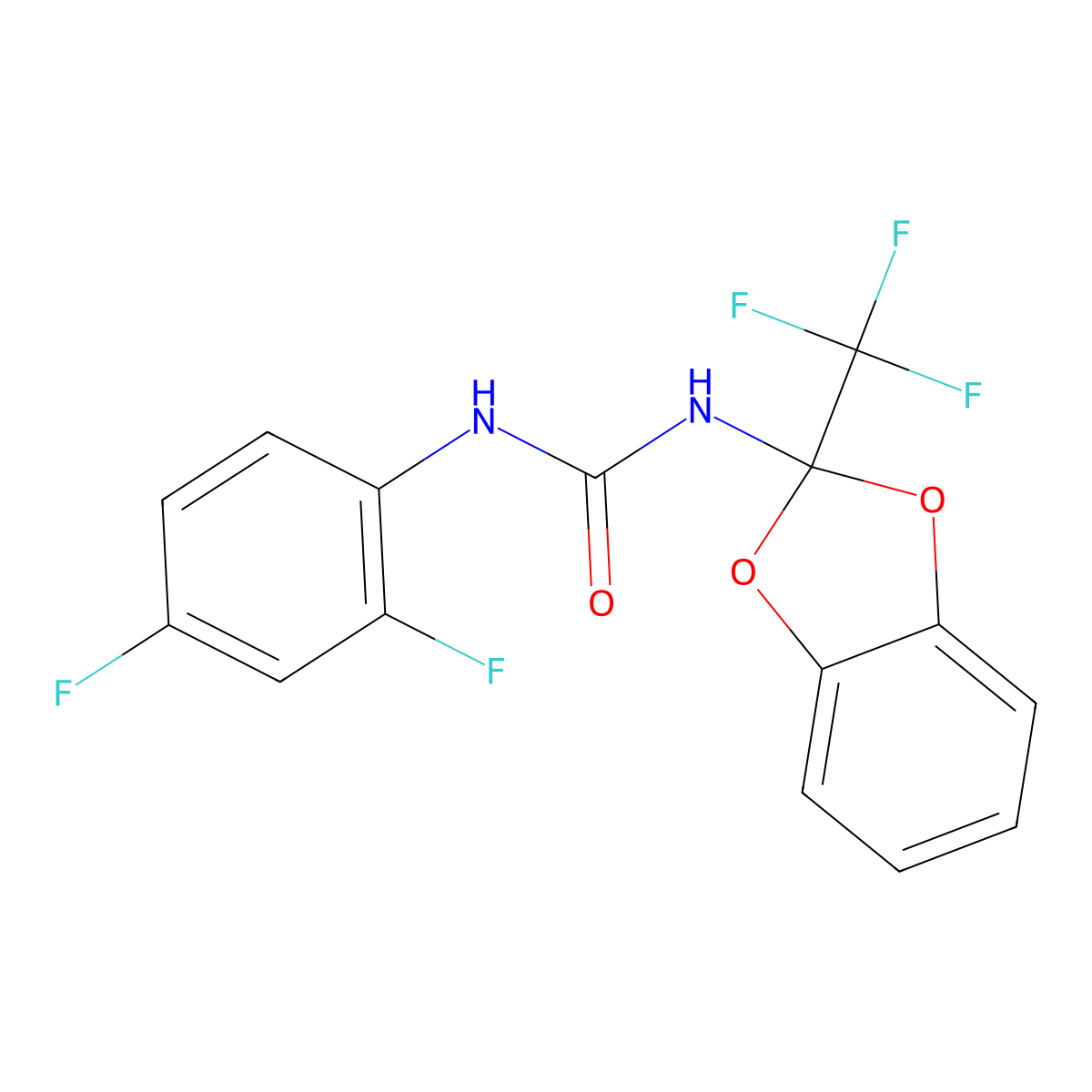 1-(2,4-Difluorophenyl)-3-[2-(trifluoromethyl)-1,3-benzodioxol-2-yl]urea molecular structure, CAS 501110-84-5