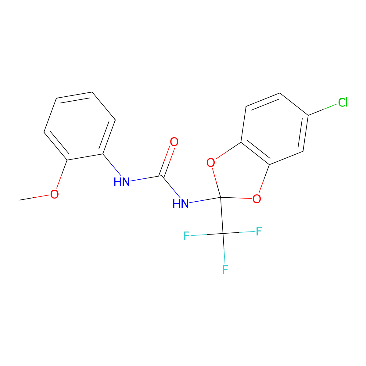 1-[5-Chloro-2-(trifluoromethyl)-1,3-benzodioxol-2-yl]-3-(2-methoxyphenyl)urea molecular structure, CAS 501110-91-4