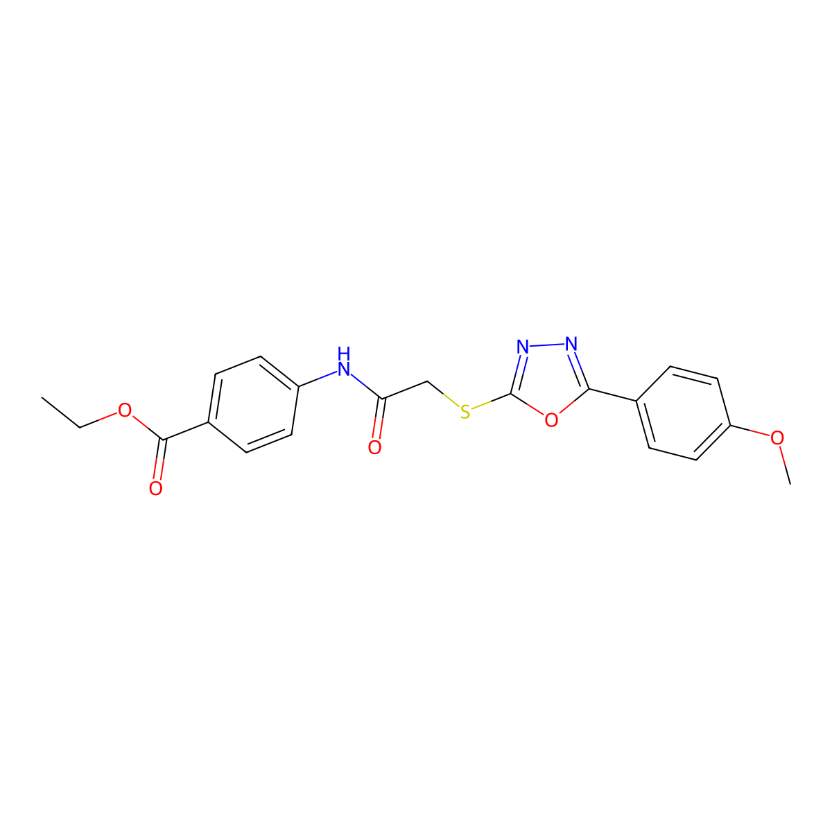 Ethyl 4-[({[5-(4-methoxyphenyl)-1,3,4-oxadiazol-2-yl]sulfanyl}acetyl)amino]benzoate molecular structure, CAS 501111-45-1