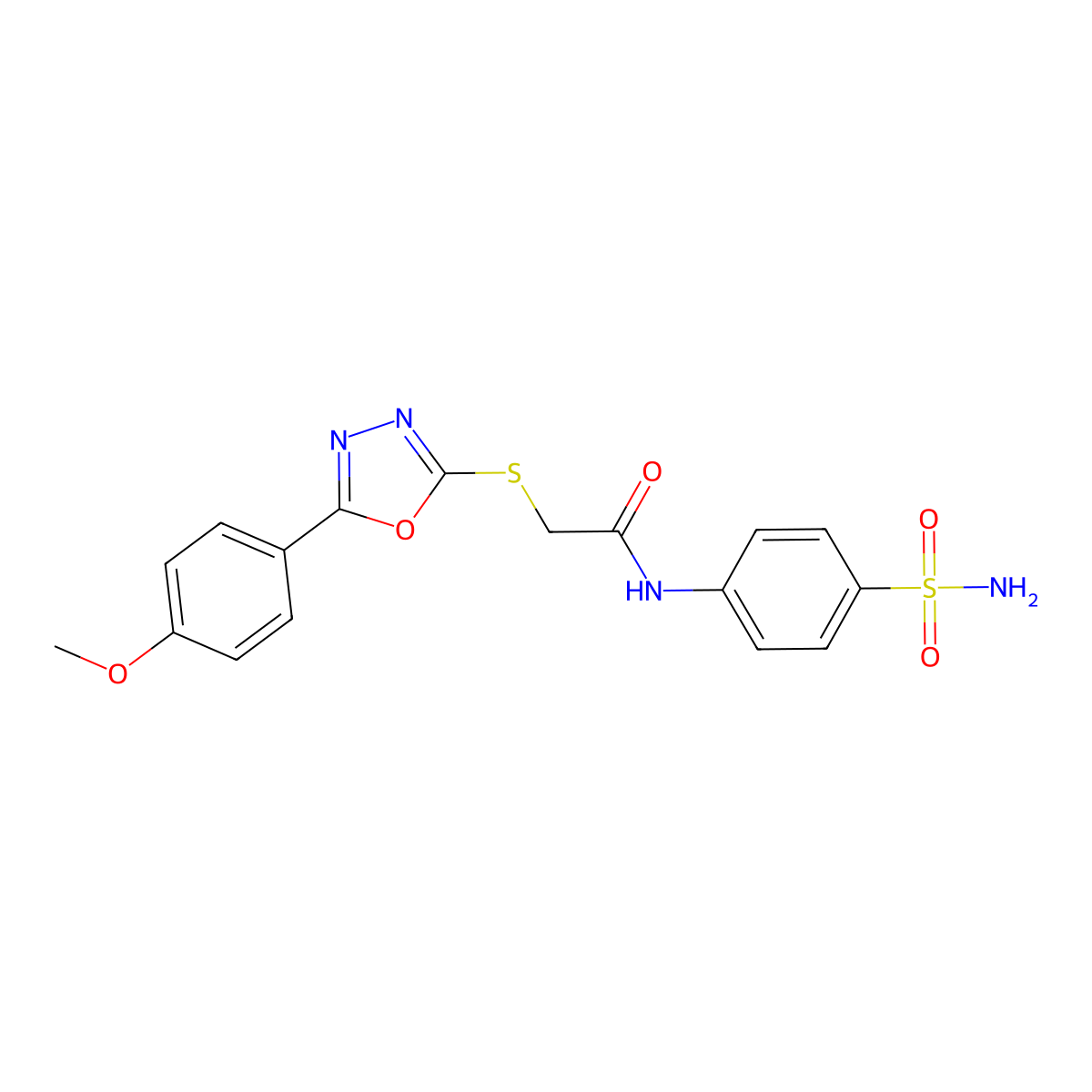 2-((5-(4-methoxyphenyl)-1,3,4-oxadiazol-2-yl)thio)-N-(4-sulfamoylphenyl)acetamide molecular structure, CAS 501111-48-4