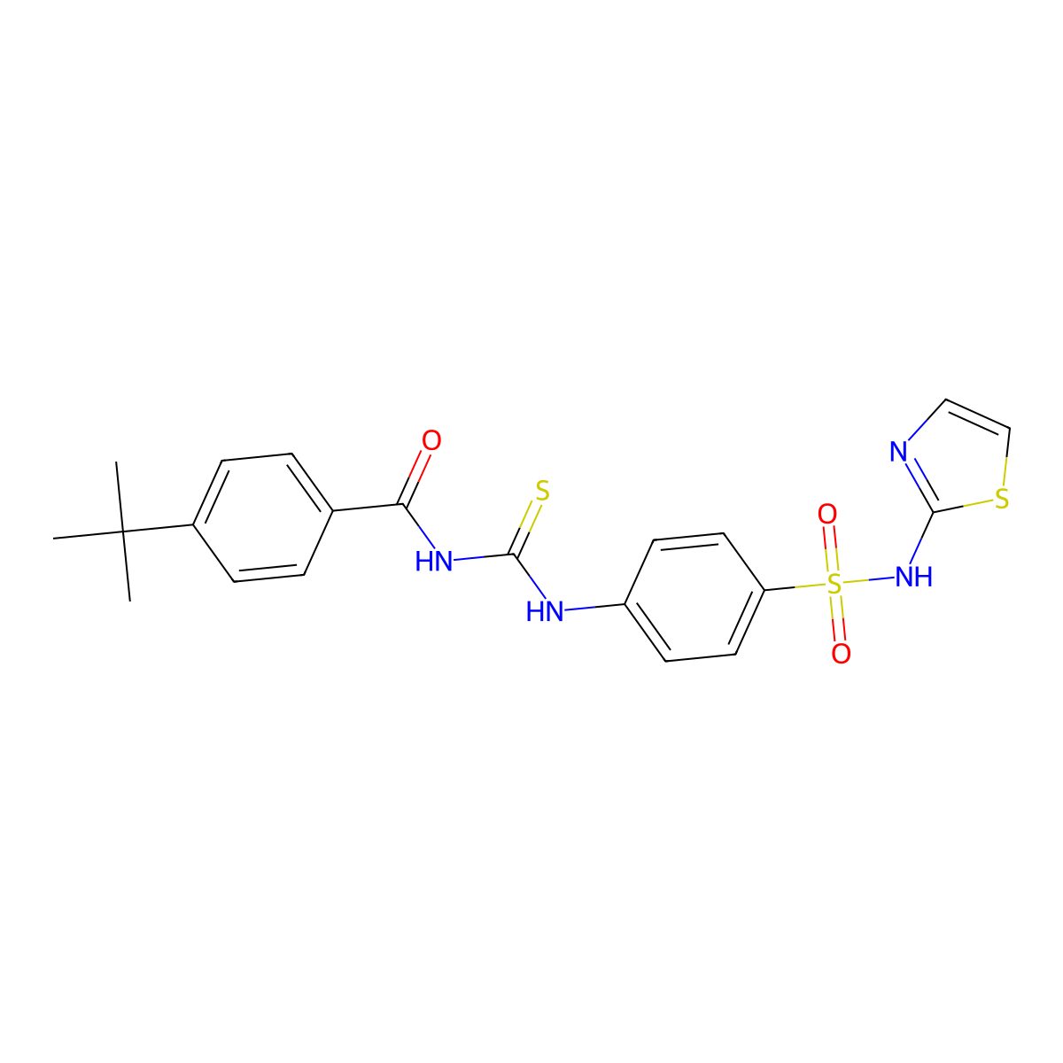 4-(tert-butyl)-N-((4-(N-(thiazol-2-yl)sulfamoyl)phenyl)carbamothioyl)benzamide molecular structure, CAS 501111-64-4