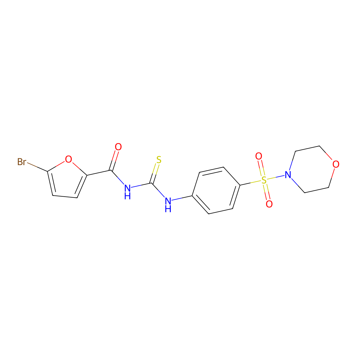 5-bromo-N-((4-(morpholinosulfonyl)phenyl)carbamothioyl)furan-2-carboxamide molecular structure, CAS 501111-70-2