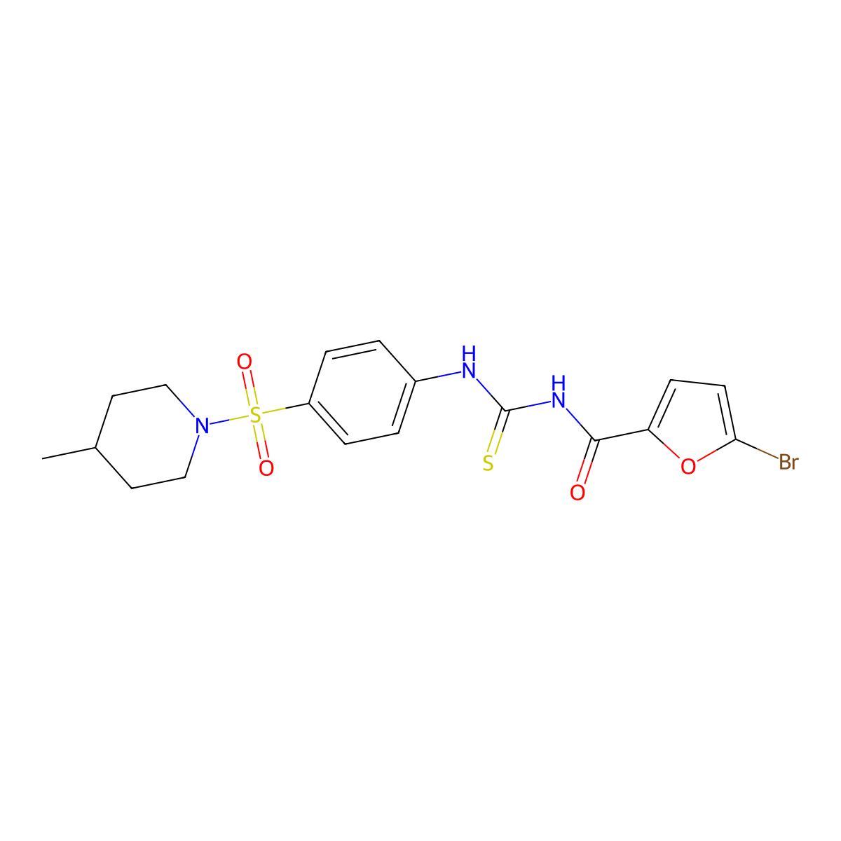 5-bromo-N-((4-((4-methylpiperidin-1-yl)sulfonyl)phenyl)carbamothioyl)furan-2-carboxamide molecular structure, CAS 501111-71-3