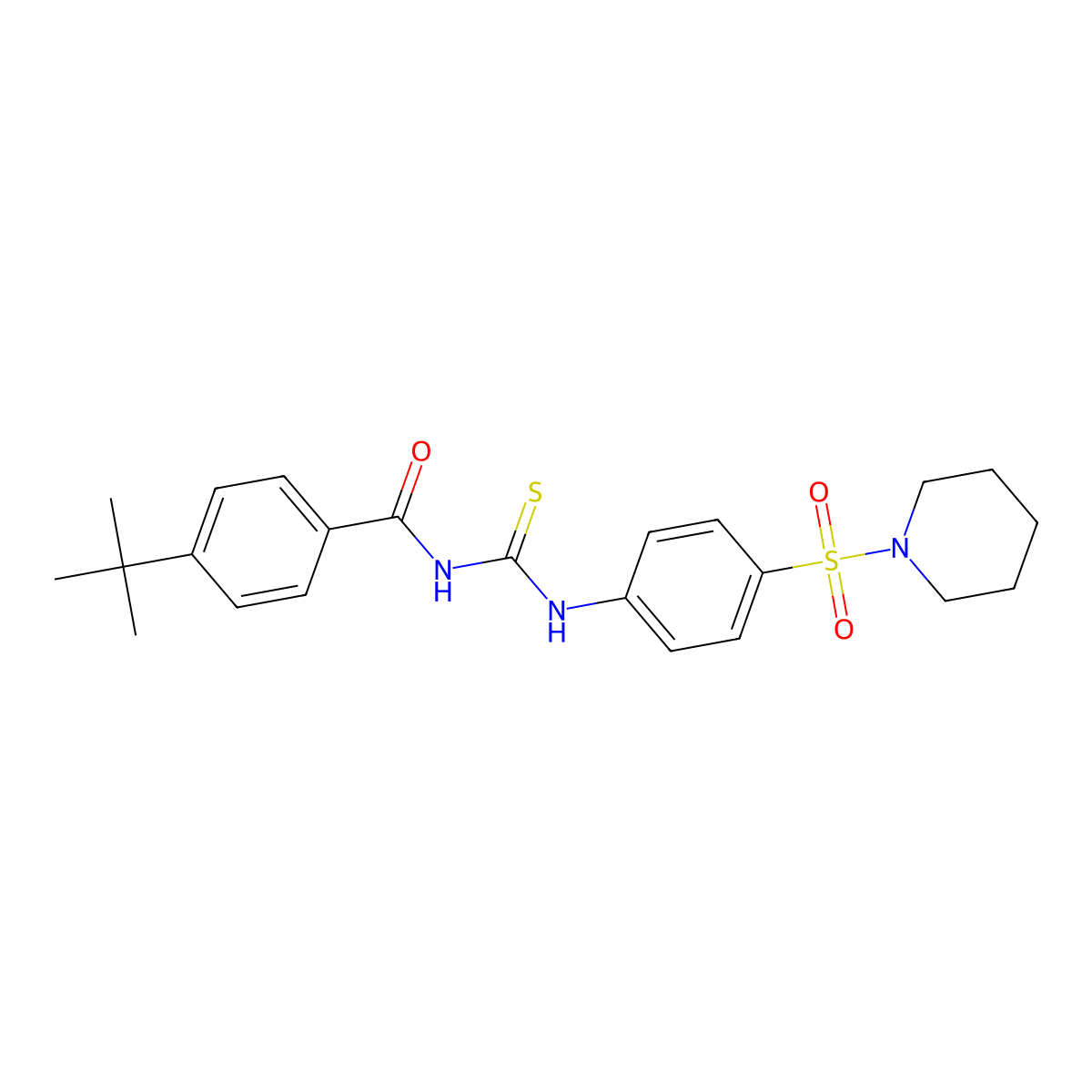 4-tert-butyl-N-[(4-piperidin-1-ylsulfonylphenyl)carbamothioyl]benzamide molecular structure, CAS 501111-73-5
