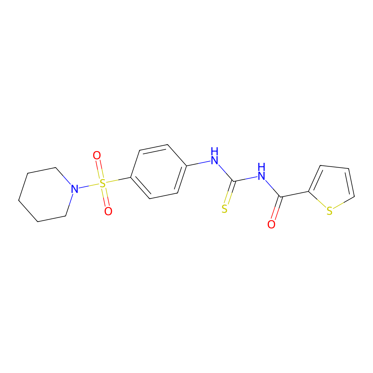 N-({[4-(1-piperidinylsulfonyl)phenyl]amino}carbonothioyl)-2-thiophenecarboxamide molecular structure, CAS 501111-91-7