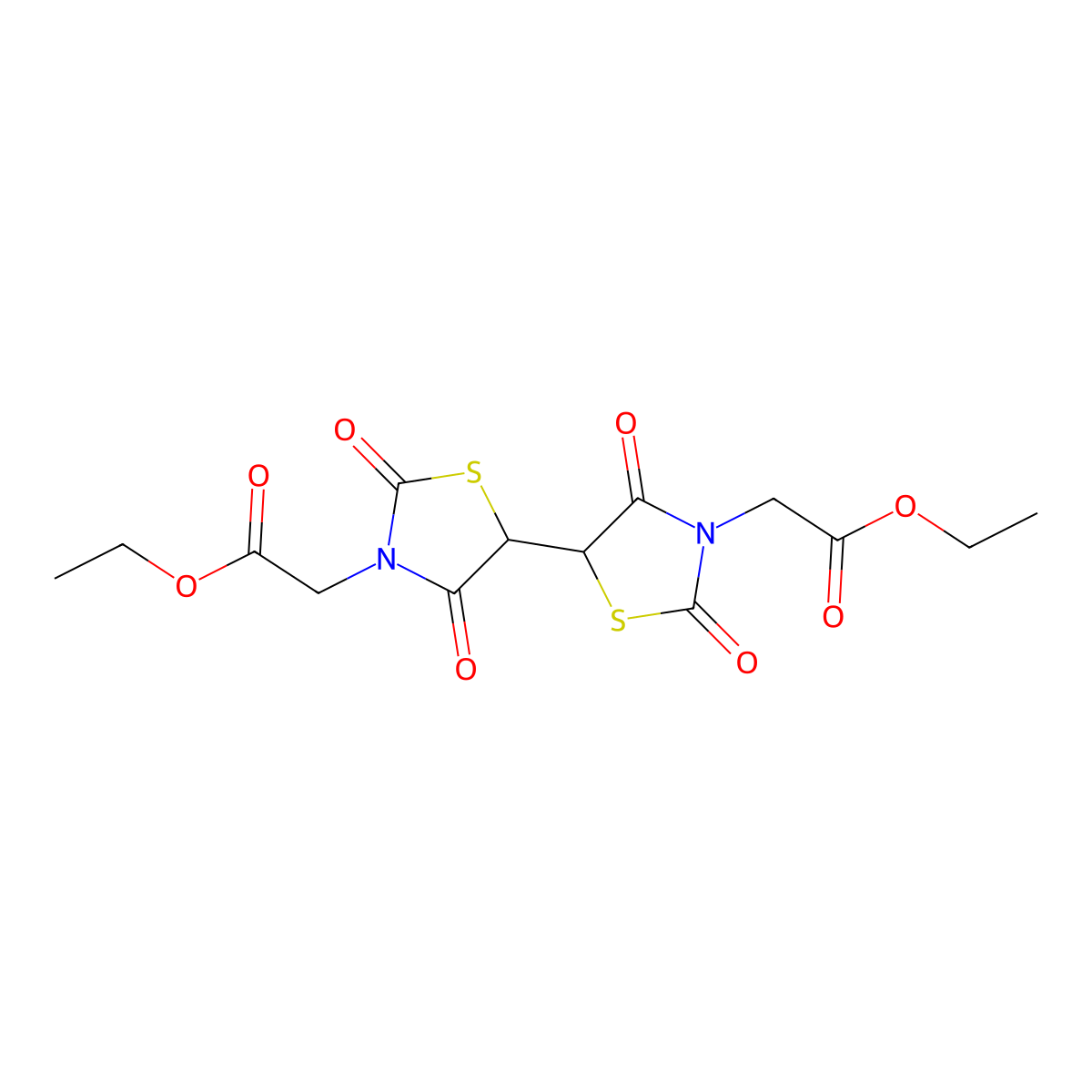 Diethyl 2,2'-(2,2',4,4'-tetraoxo-5,5'-bi-1,3-thiazolidine-3,3'-diyl)diacetate molecular structure, CAS 501112-04-5