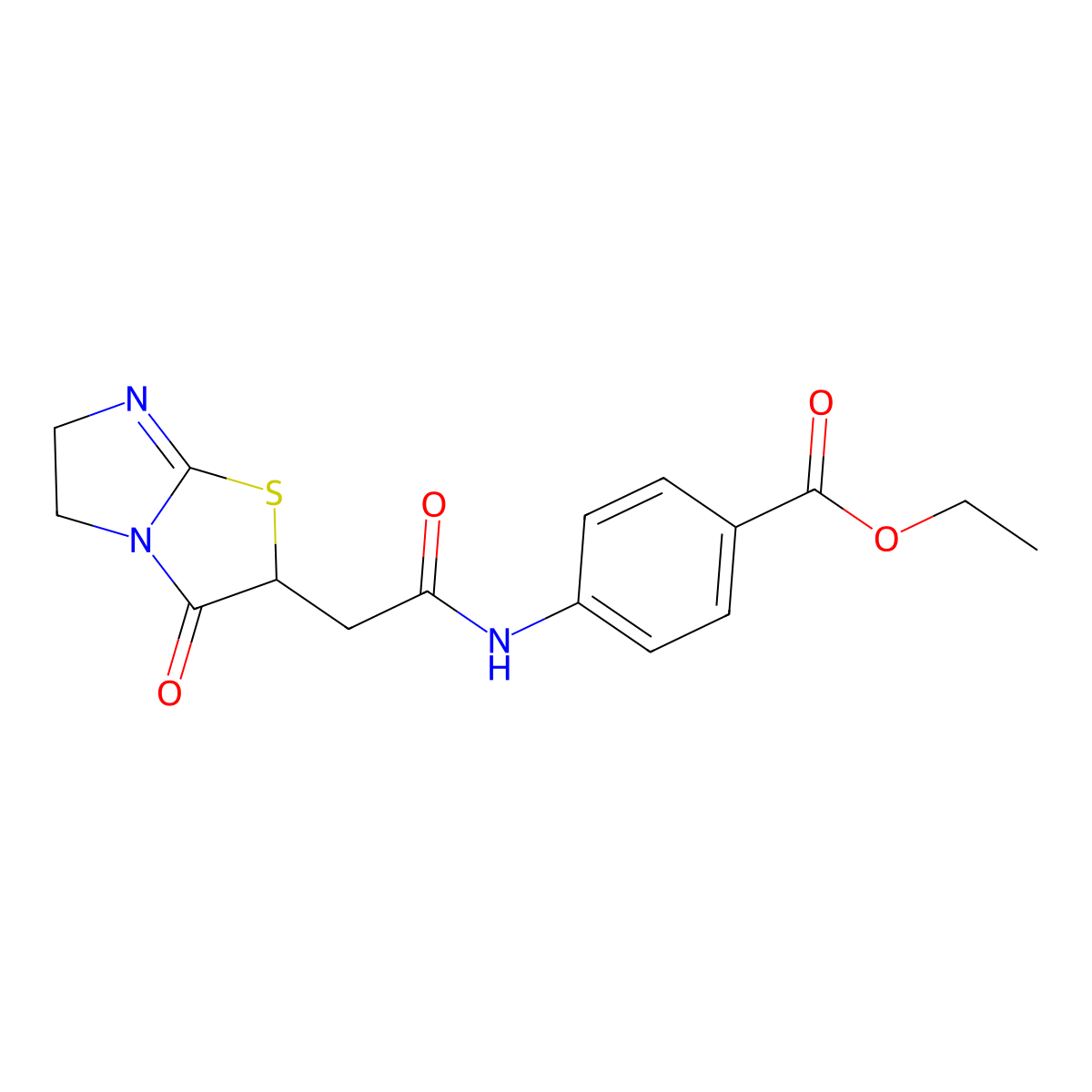Ethyl 4-{[(3-oxo-2,3,5,6-tetrahydroimidazo[2,1-b][1,3]thiazol-2-yl)acetyl]amino}benzoate molecular structure, CAS 501112-16-9