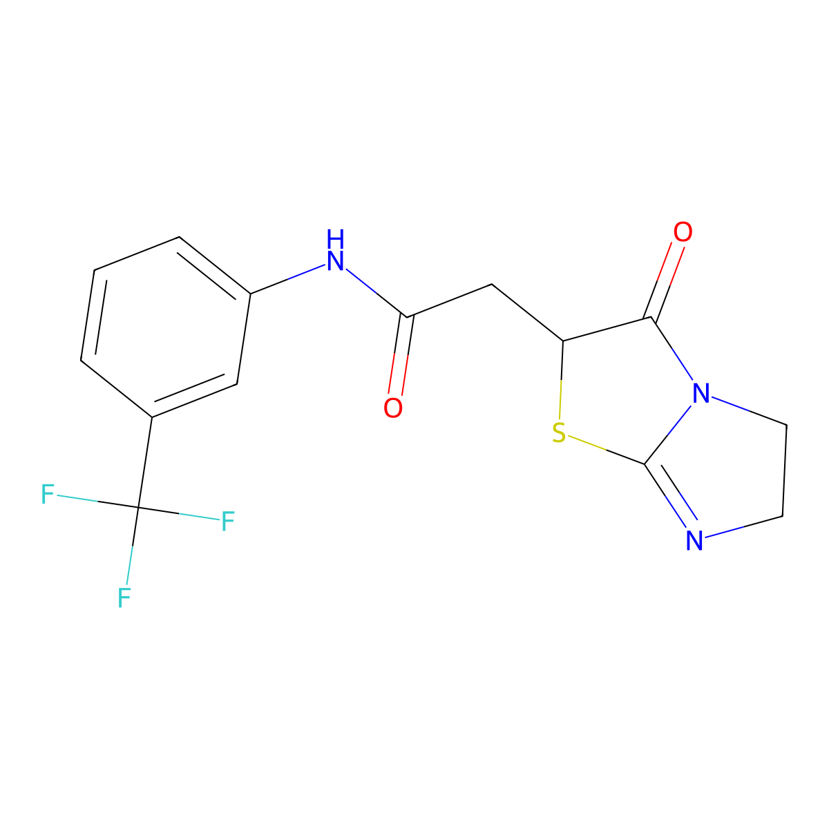 2-{3-oxo-2H,3H,5H,6H-imidazo[2,1-b][1,3]thiazol-2-yl}-N-[3-(trifluoromethyl)phenyl]acetamide molecular structure, CAS 501112-18-1