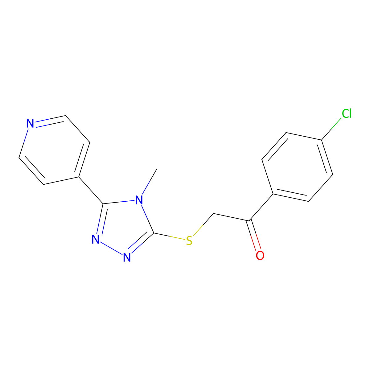 1-(4-chlorophenyl)-2-{[4-methyl-5-(pyridin-4-yl)-4H-1,2,4-triazol-3-yl]sulfanyl}ethan-1-one molecular structure, CAS 501113-03-7