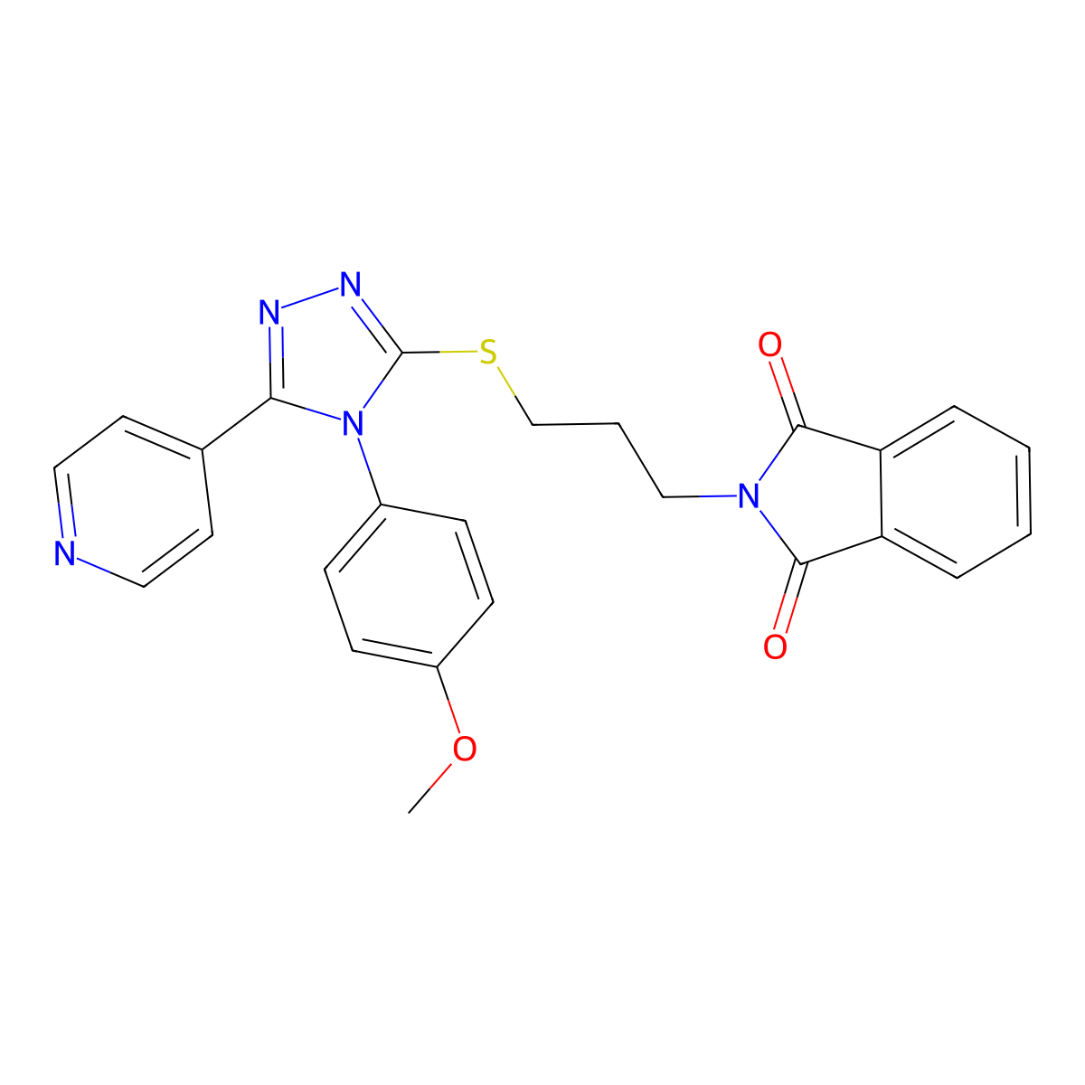 2-[3-[[4-(4-Methoxyphenyl)-5-pyridin-4-yl-1,2,4-triazol-3-yl]sulfanyl]propyl]isoindole-1,3-dione molecular structure, CAS 501113-07-1