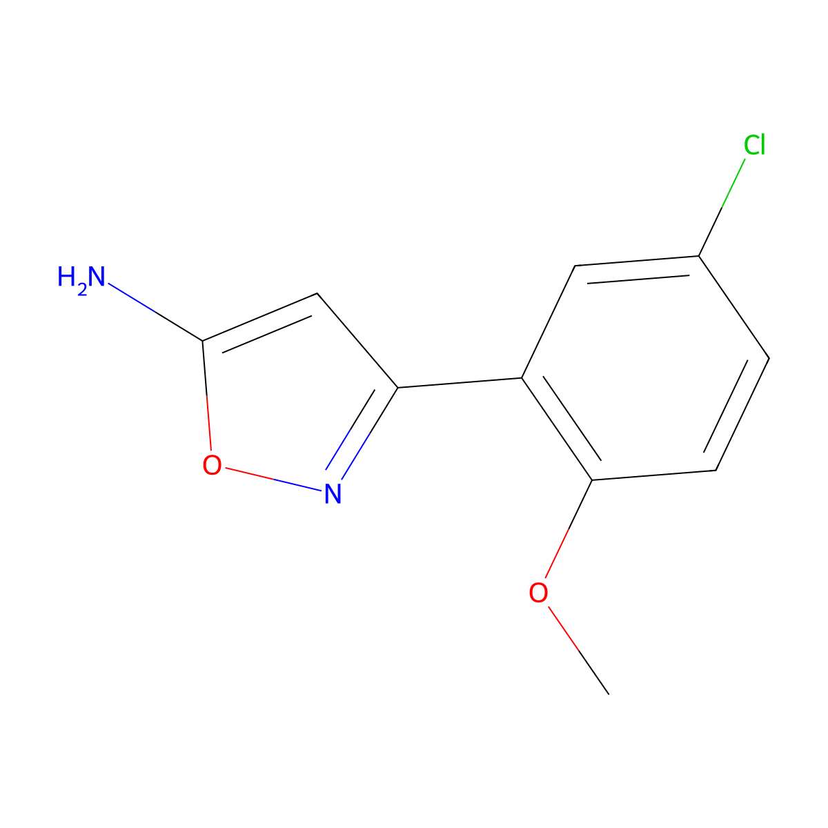 3-(5-Chloro-2-methoxyphenyl)-1,2-oxazol-5-amine molecular structure, CAS 501116-39-8