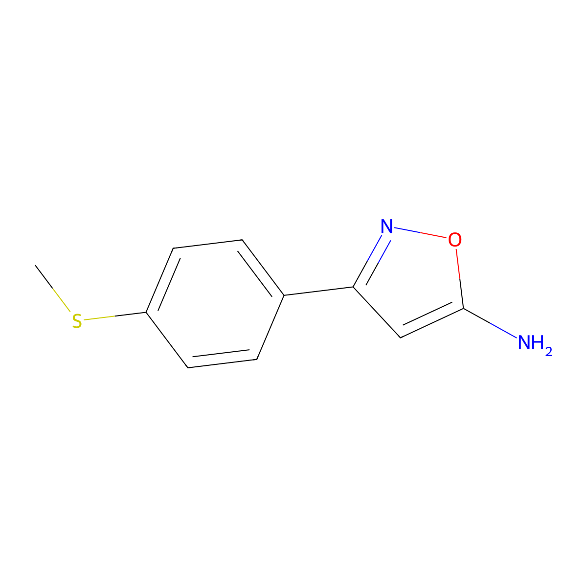 3-(4-(Methylthio)phenyl)isoxazol-5-amine molecular structure, CAS 501116-51-4