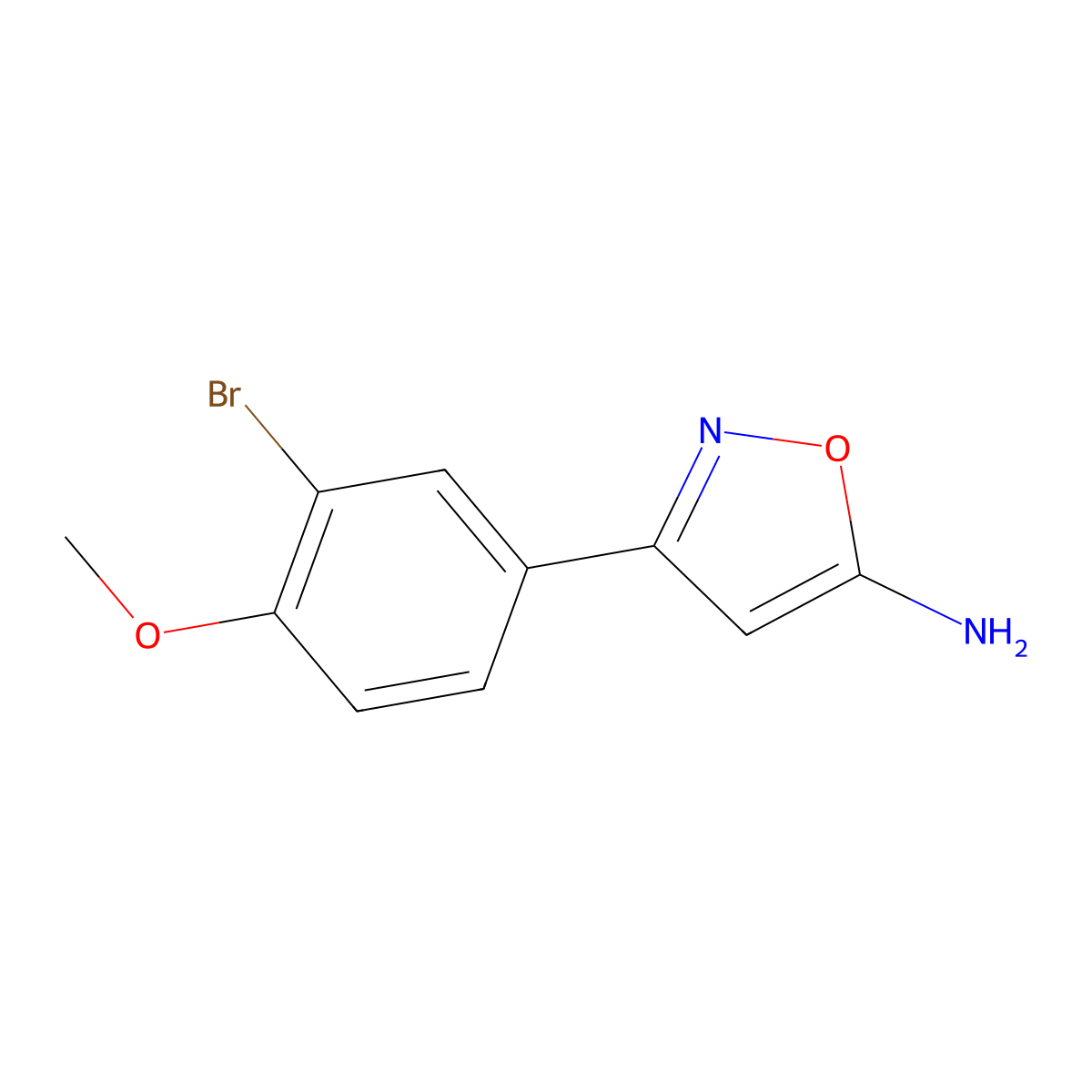 3-(3-Bromo-4-methoxyphenyl)-1,2-oxazol-5-amine molecular structure, CAS 501117-26-6